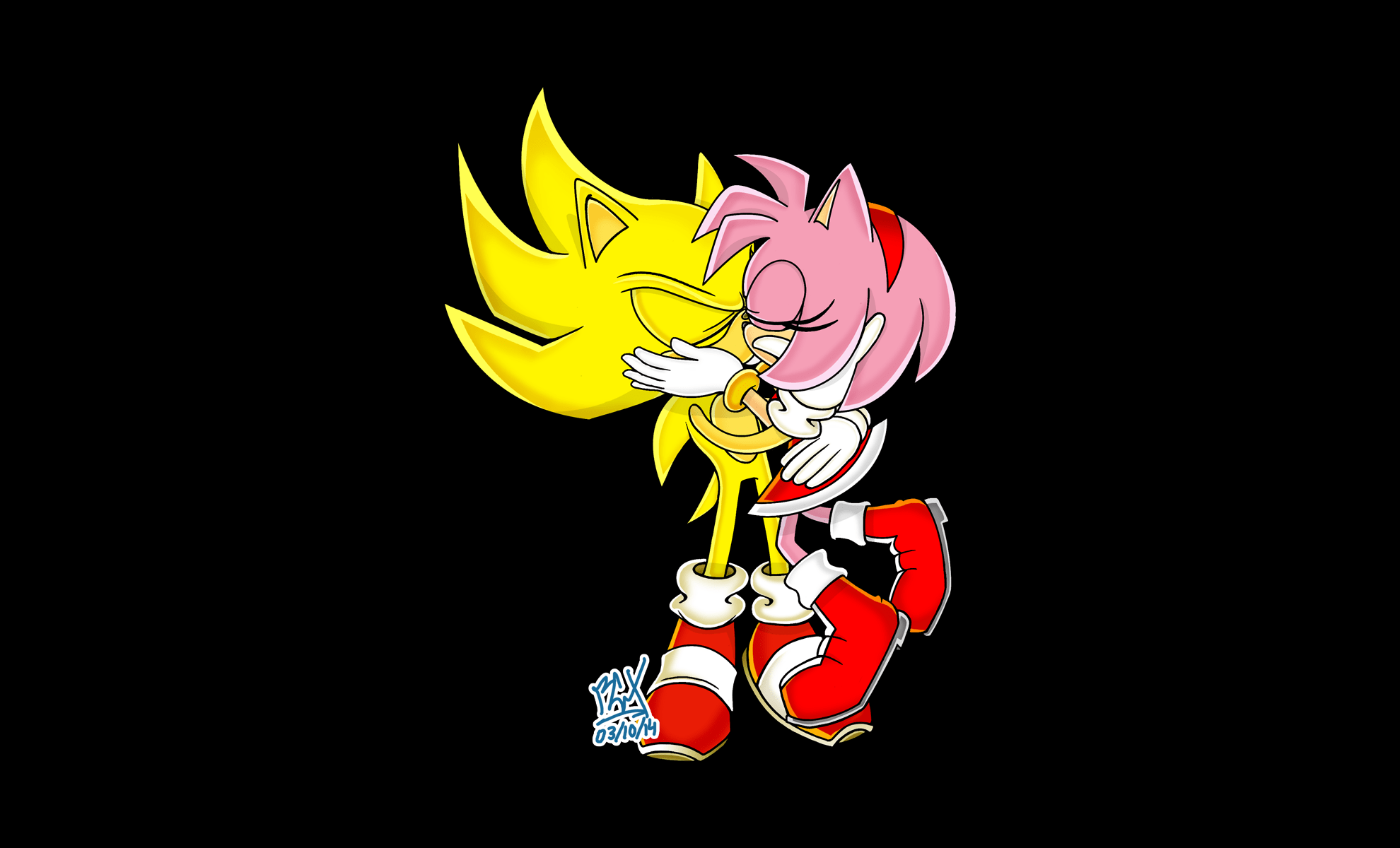 1980x1200 Super Sonic and Amy Rose Kiss HD Wallpaper