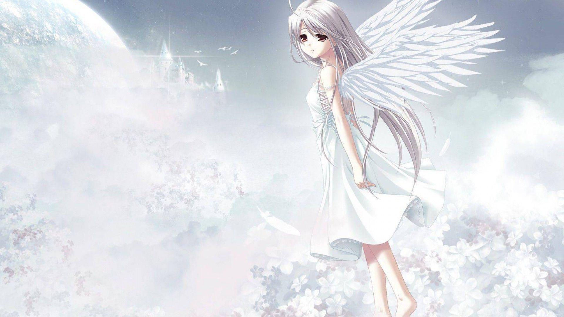 Angel Beats Tachibana Kanade Anime girls White hair Wings Orange eyes  HD Wallpapers  Desktop and Mobile Images  Photos