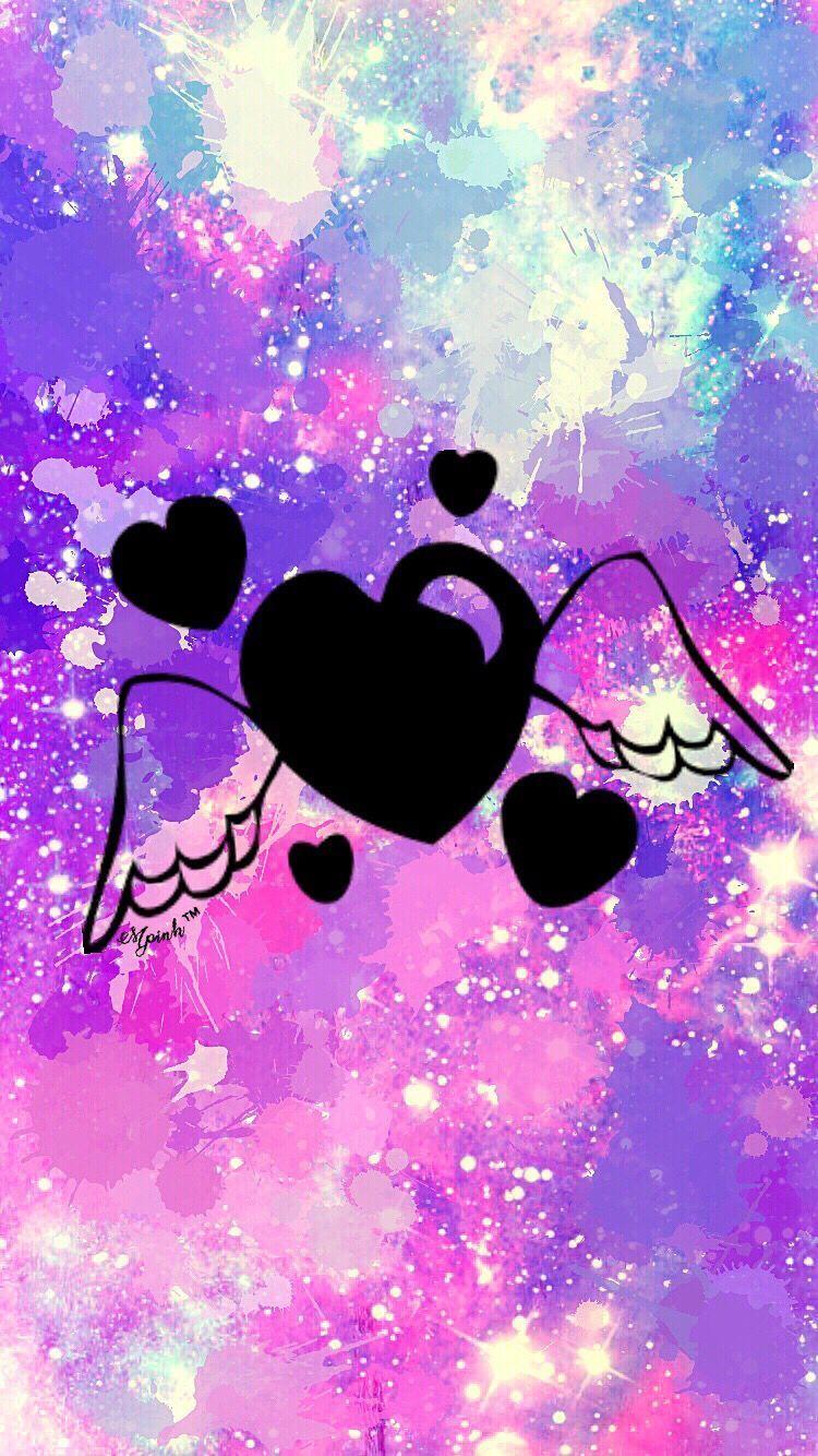 750x1334 Cute Glitter Unicorn Wallpaper Angel Heart Galaxy Wallpaper
