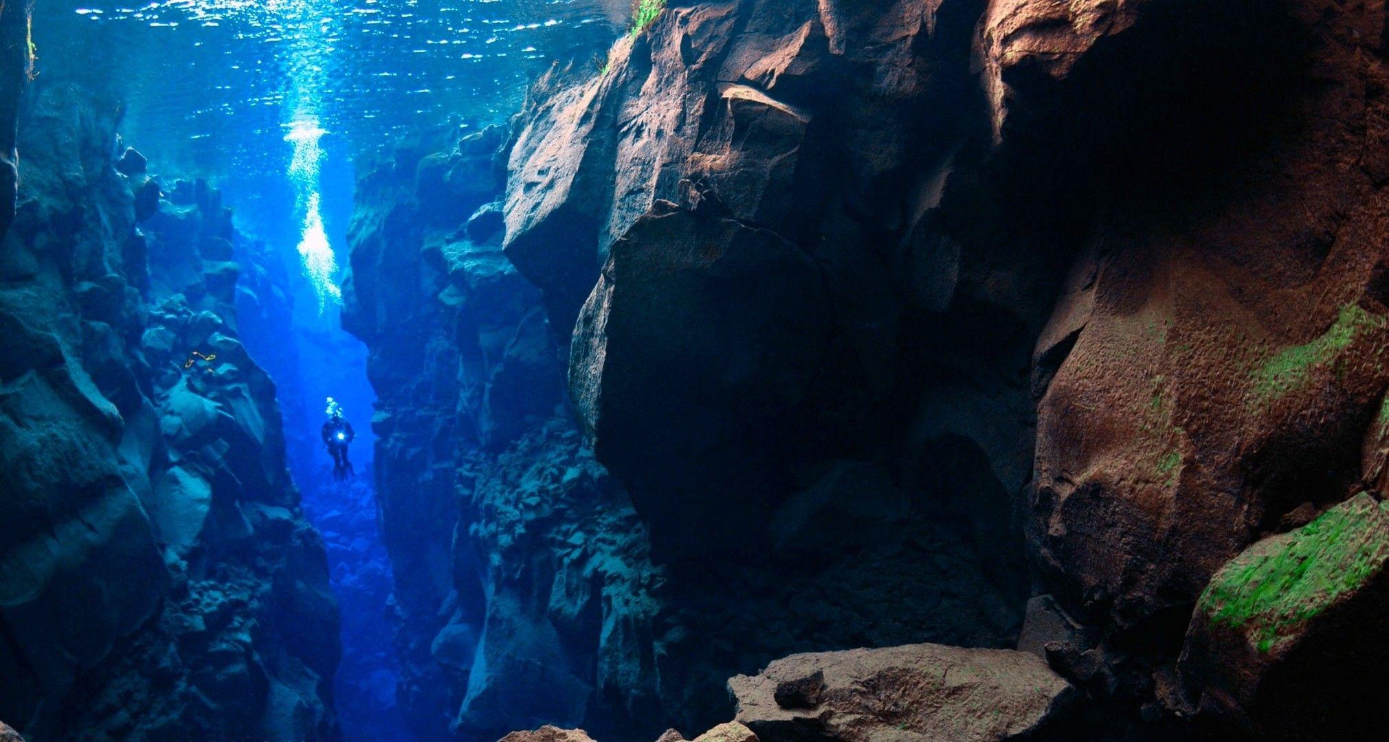 2021x1080 nature, Landscape, Scuba Diving, Lake, Water, Rock, Iceland Wallpaper HD / Desktop and Mobile Background
