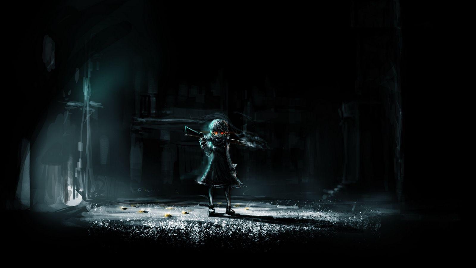 1600x900 Download wallpaper 1600x900 dark anime, girl, art, dark