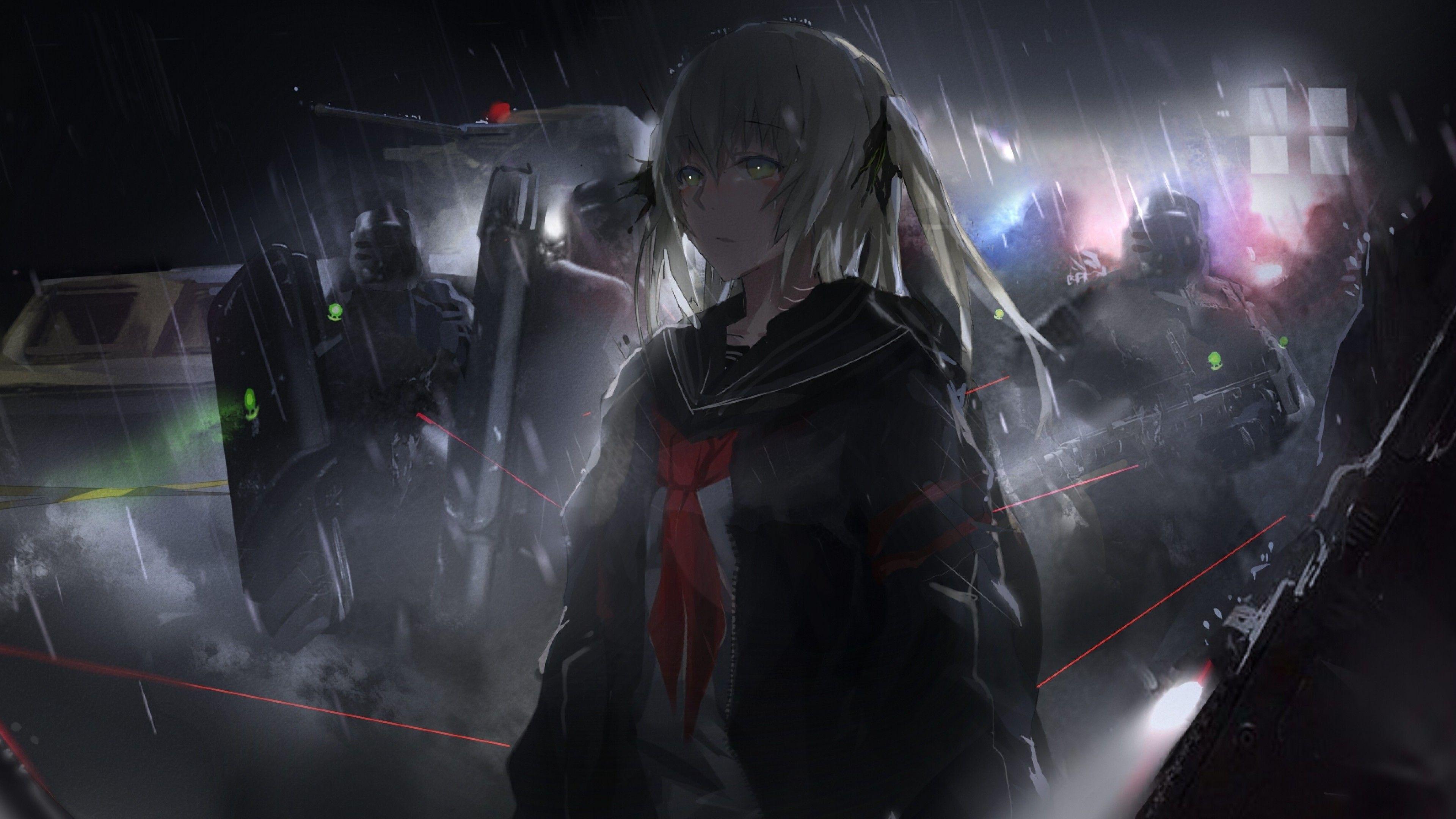 3840x2160 Black Anime Girl Wallpaper 1920x1080