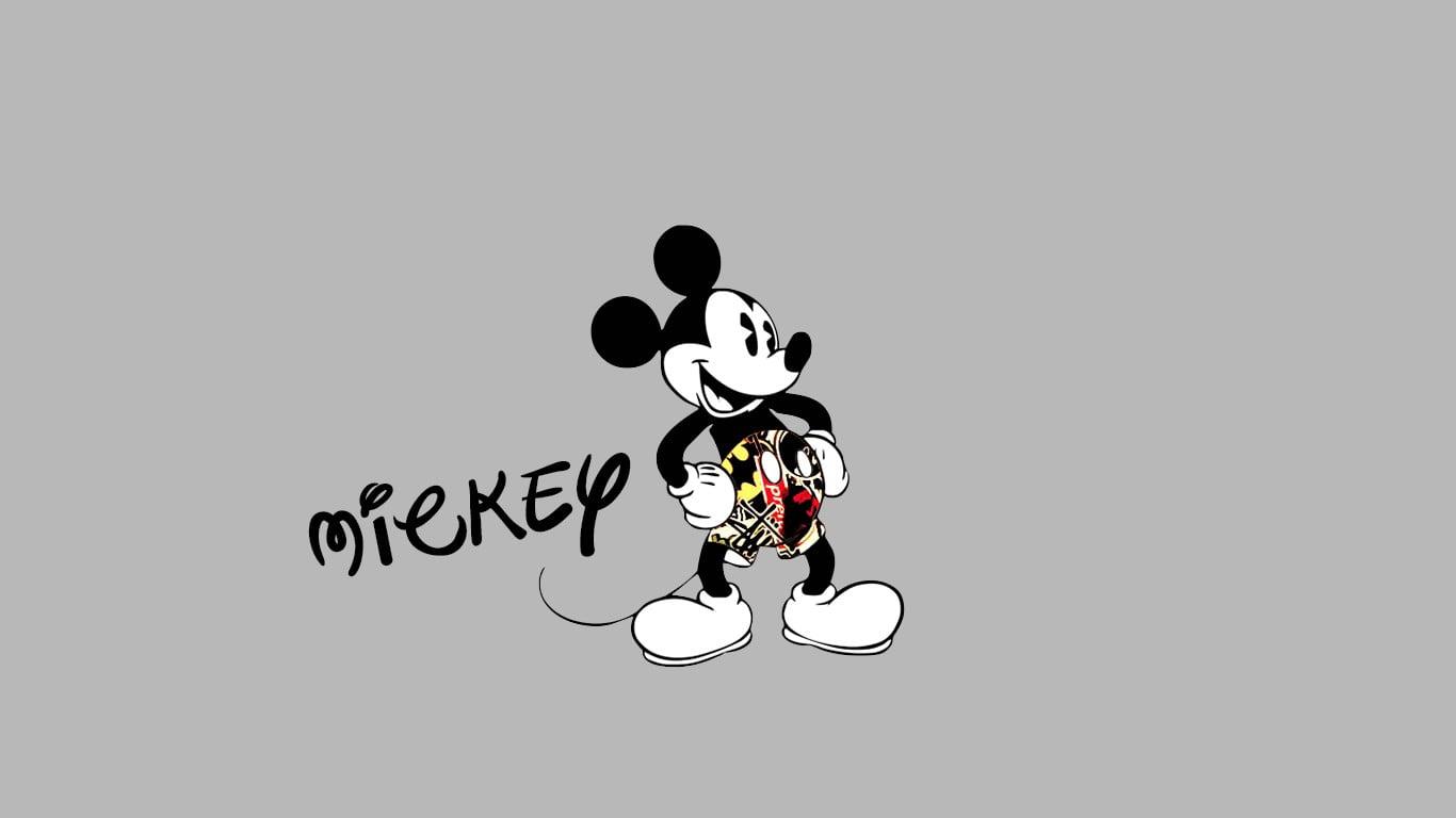 Hình minh họa chuột Mickey 1366x768, Chuột Mickey, Disney, Chủ nghĩa tối giản HD