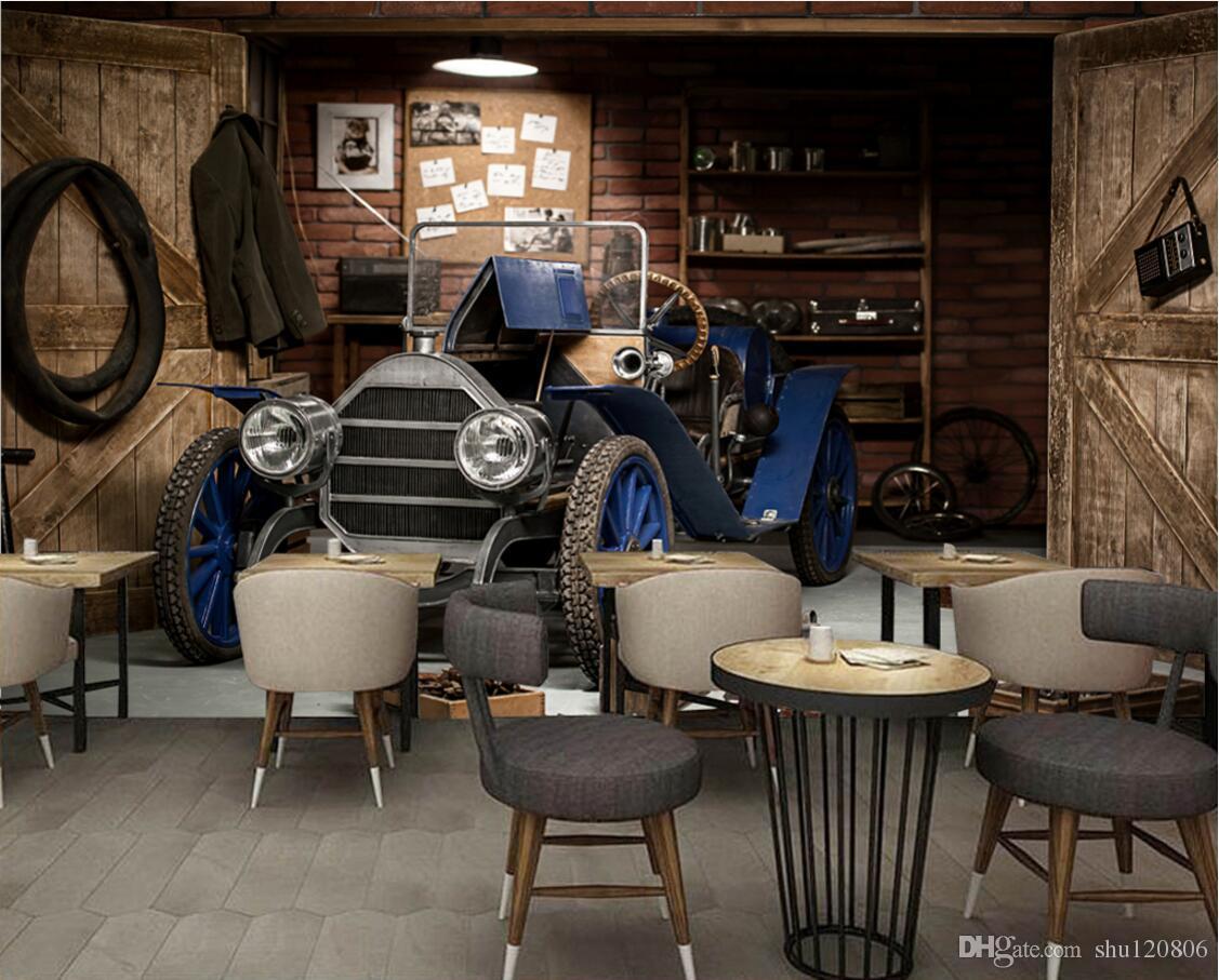 1127x907 3D Wallpaper Custom Photo Vintage Car Poster Cafe Tv Background Wall Home Decoration 3D Wall Murals Wallpaper For Walls 3 D Living Room Free