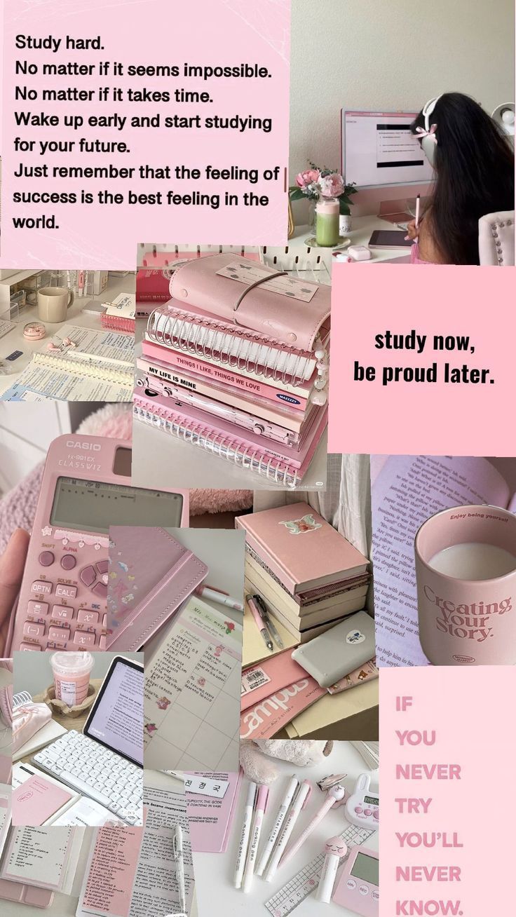 736x1308 Study girl aesthetic motivational wallpaper. Pink academia, Create your story, Aesthetic study motivation wallpaper