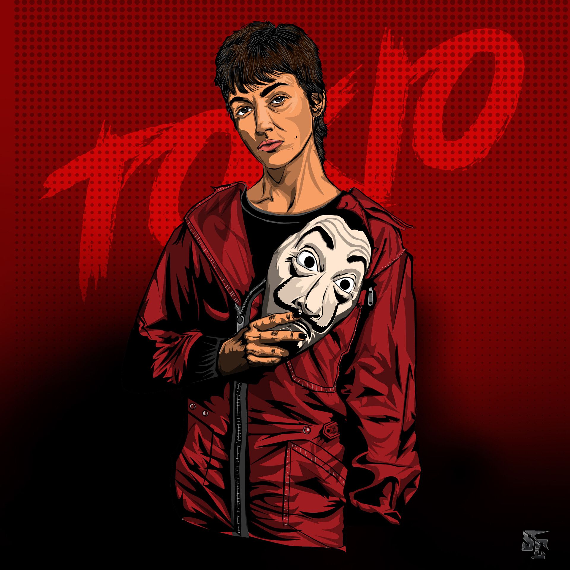 1920x1920 Tokyo Money Heist Illustration Wallpaper, HD TV Series 4K Wallpaper, Image and Background