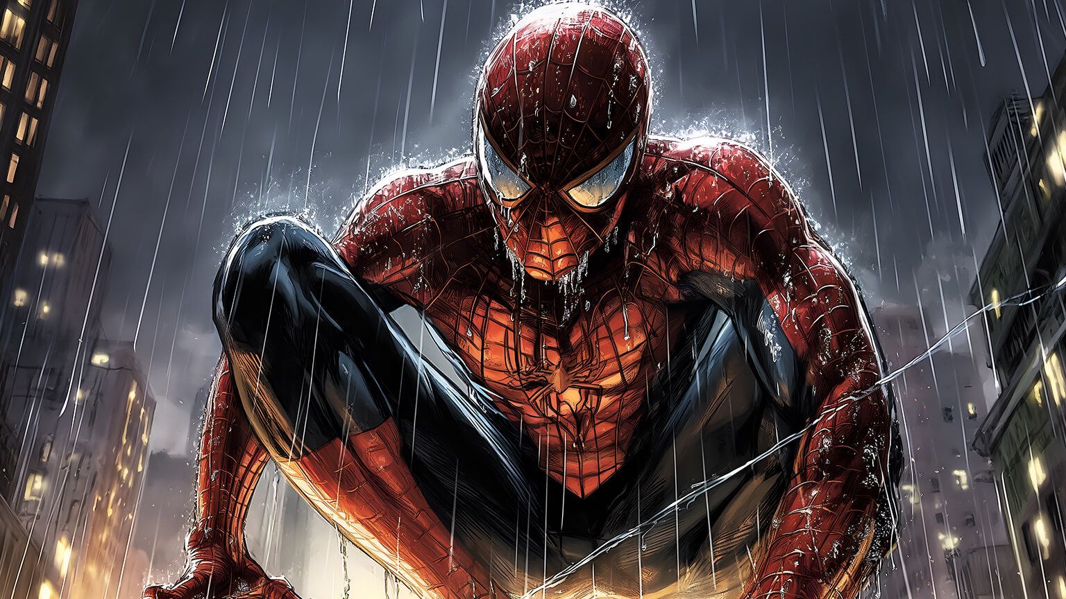 1536x864 Spider Man In Rain Desktop Wallpaper