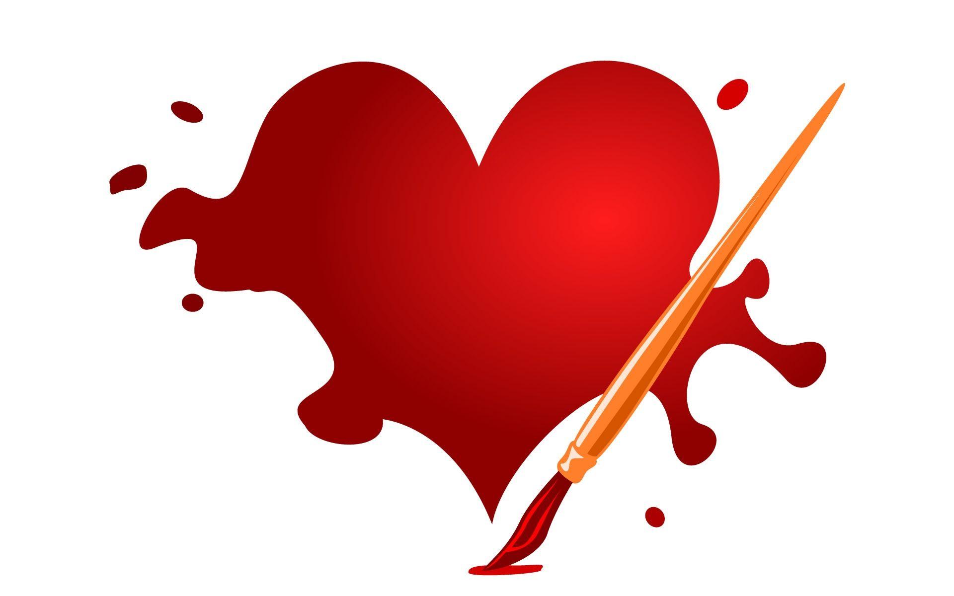 1920x1200 Painting Red Heart with Paintbrush widescreen wallpaper