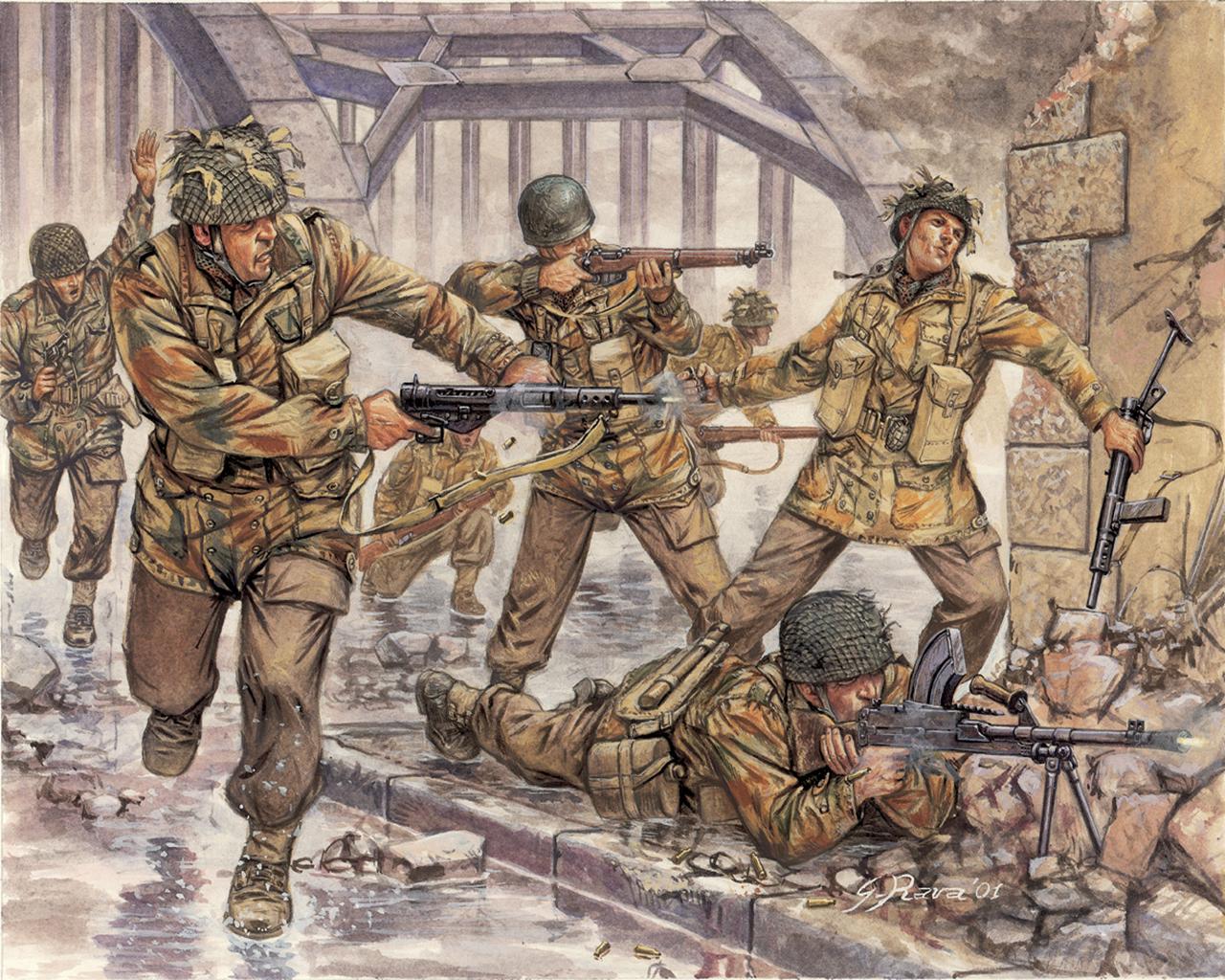 1280x1024 Picture soldier Britich Red Devils Painting Art military