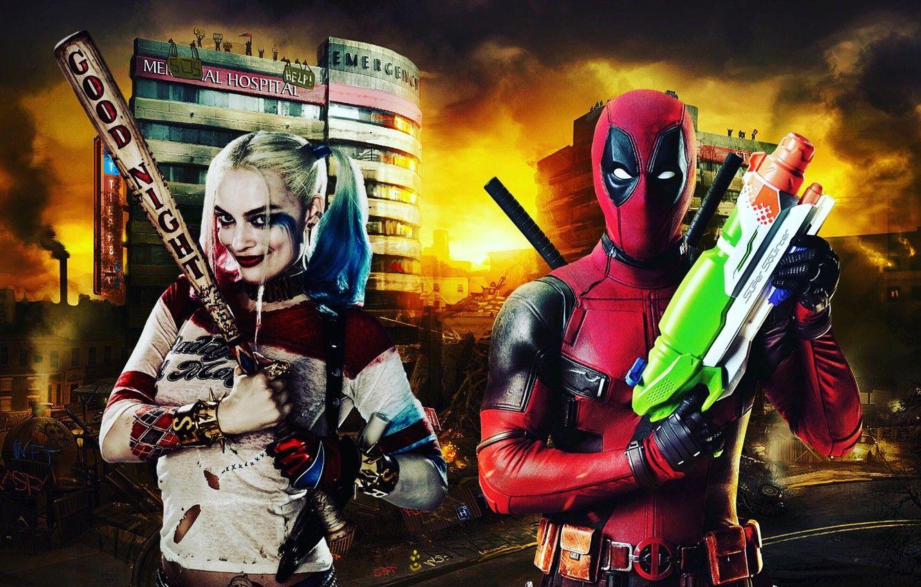1332x850 Wallpaper marvel, deadpool, dc comics, harley quinn image