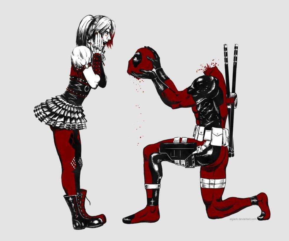979x816 deadpool giving head to harley quinn