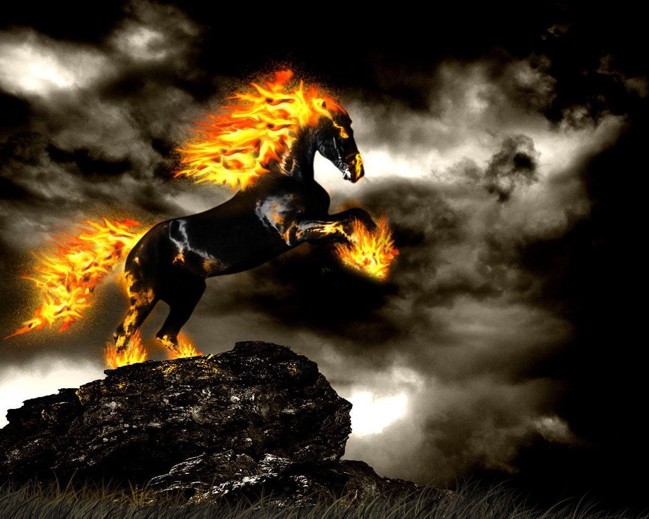 1280x1024 Horse On Fire Wallpaper