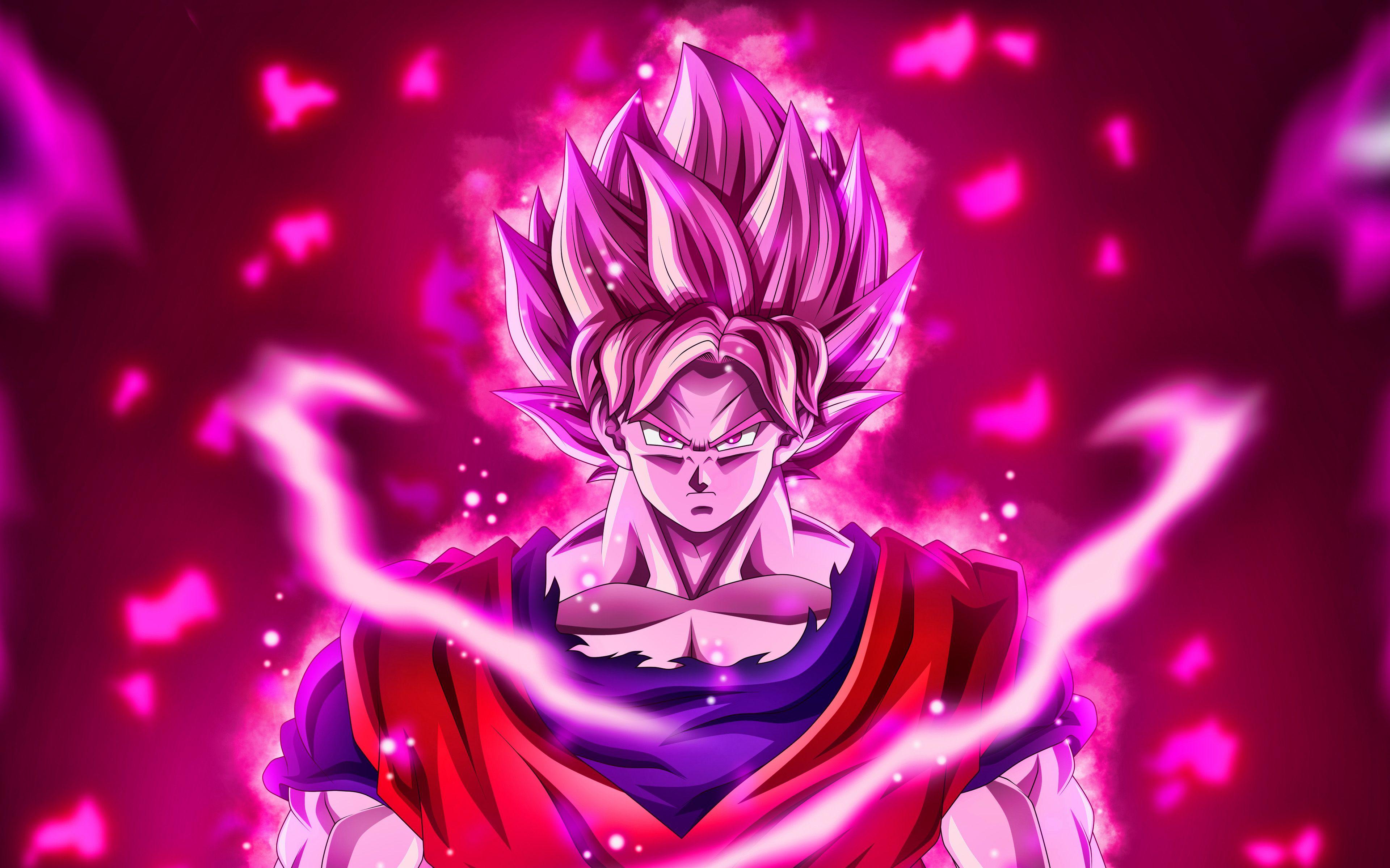 3840x2400 Download wallpaper Black Goku, 4k, purple fire flames, DBS