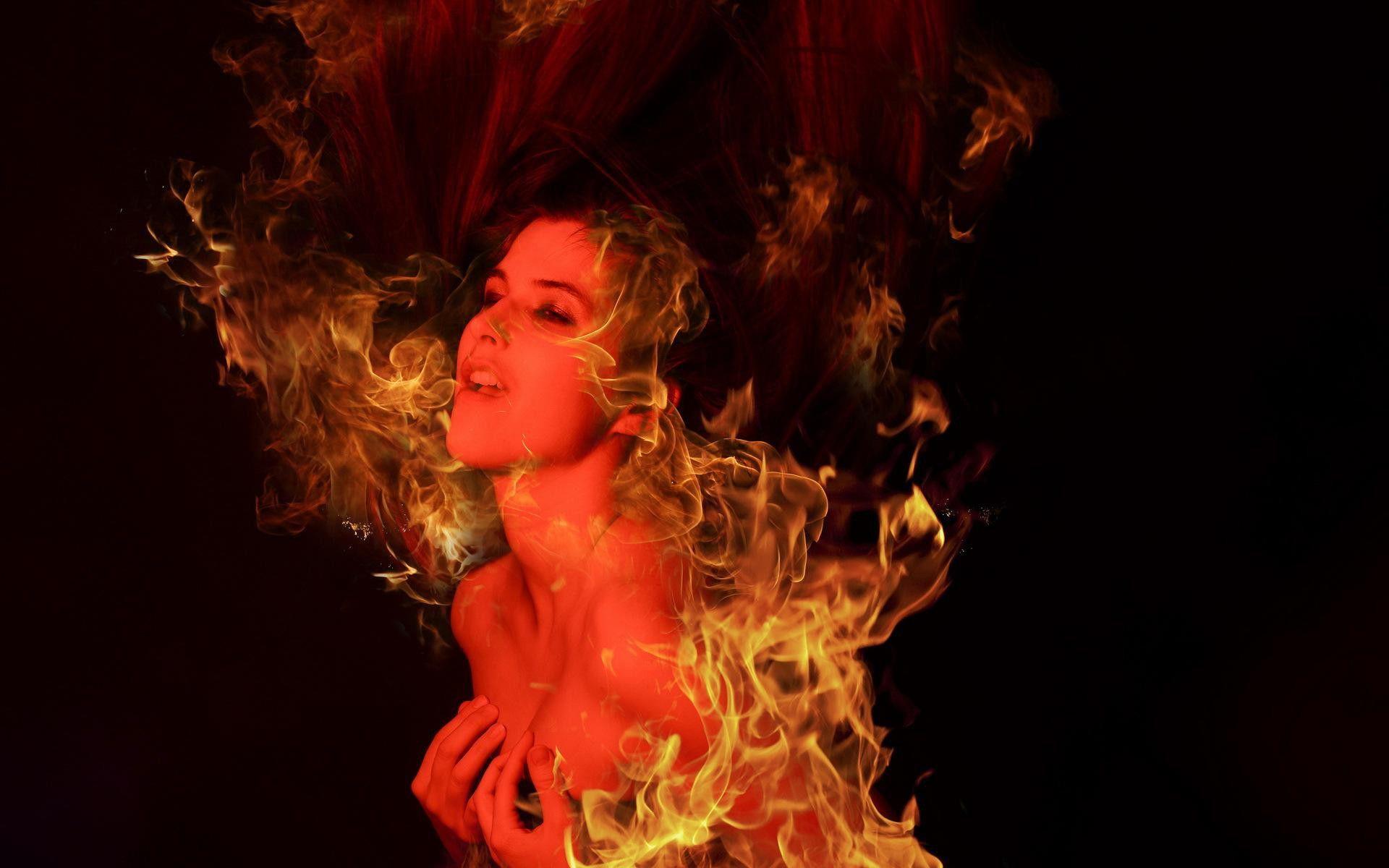 1920x1200 Girl Fire Love Dark Demon Fantasy HD Widescreen free desktop