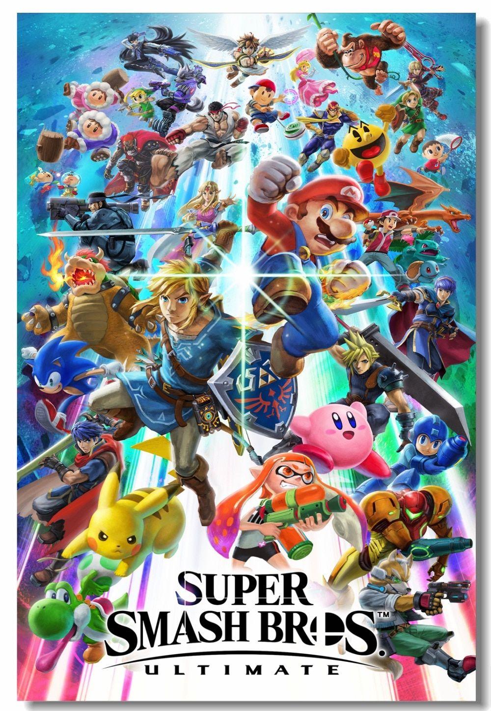 1000x1449 US $5.59 30% OFF. Custom Canvas Wall Decals Super Smash Bros WiiU 3DS Poster Super Mario Zelda Game Wall Stickers Mural Kids Room Wallpaper #-in