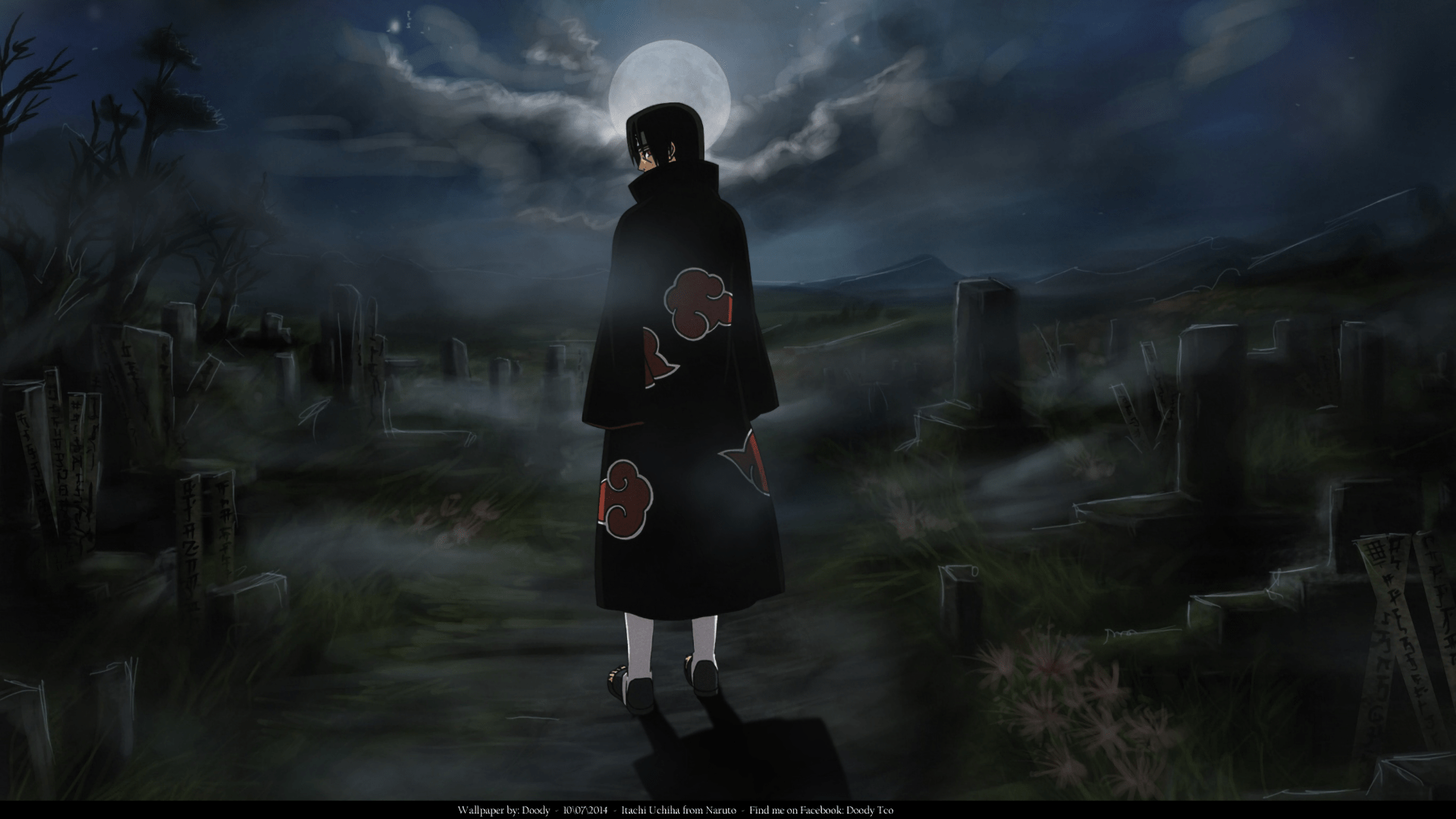 1920x1080 Itachi Uchiha in Moonlit Graveyard