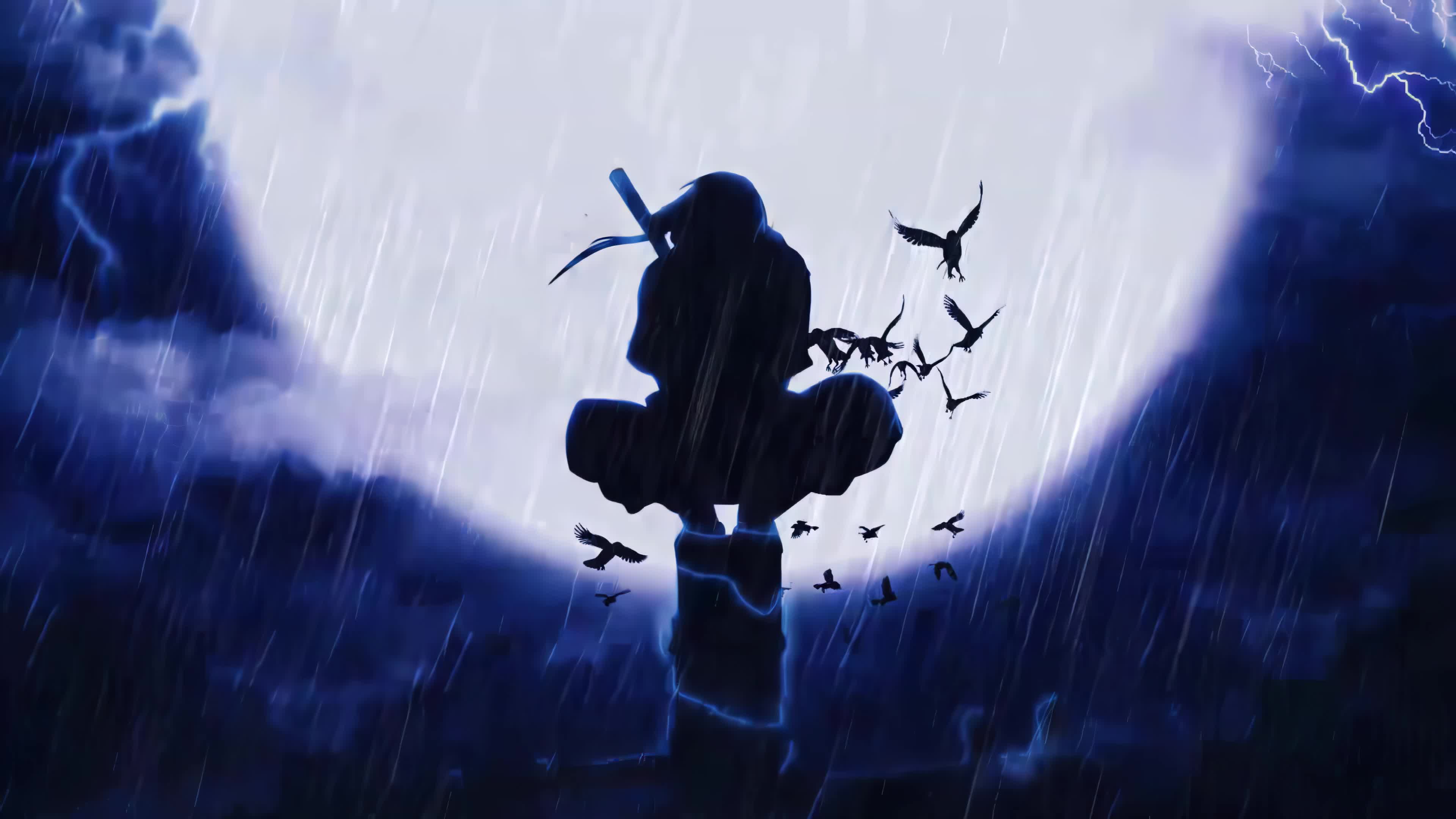 3840x2160 Itachi Uchiha Moonlight Rain 4K Live