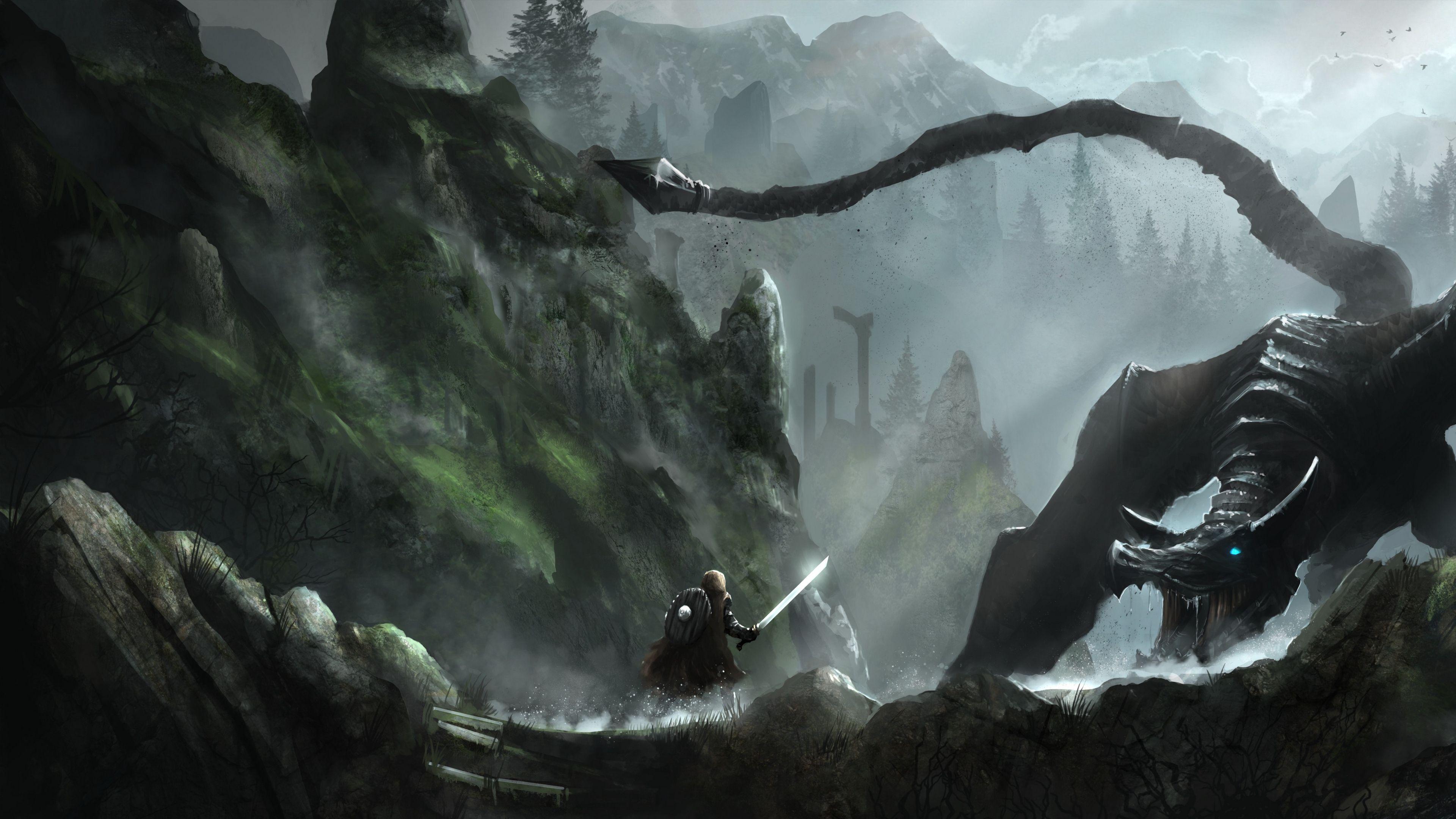 3840x2160 Wallpaper The Elder Scrolls V, Skyrim, Rock, Warrior Free