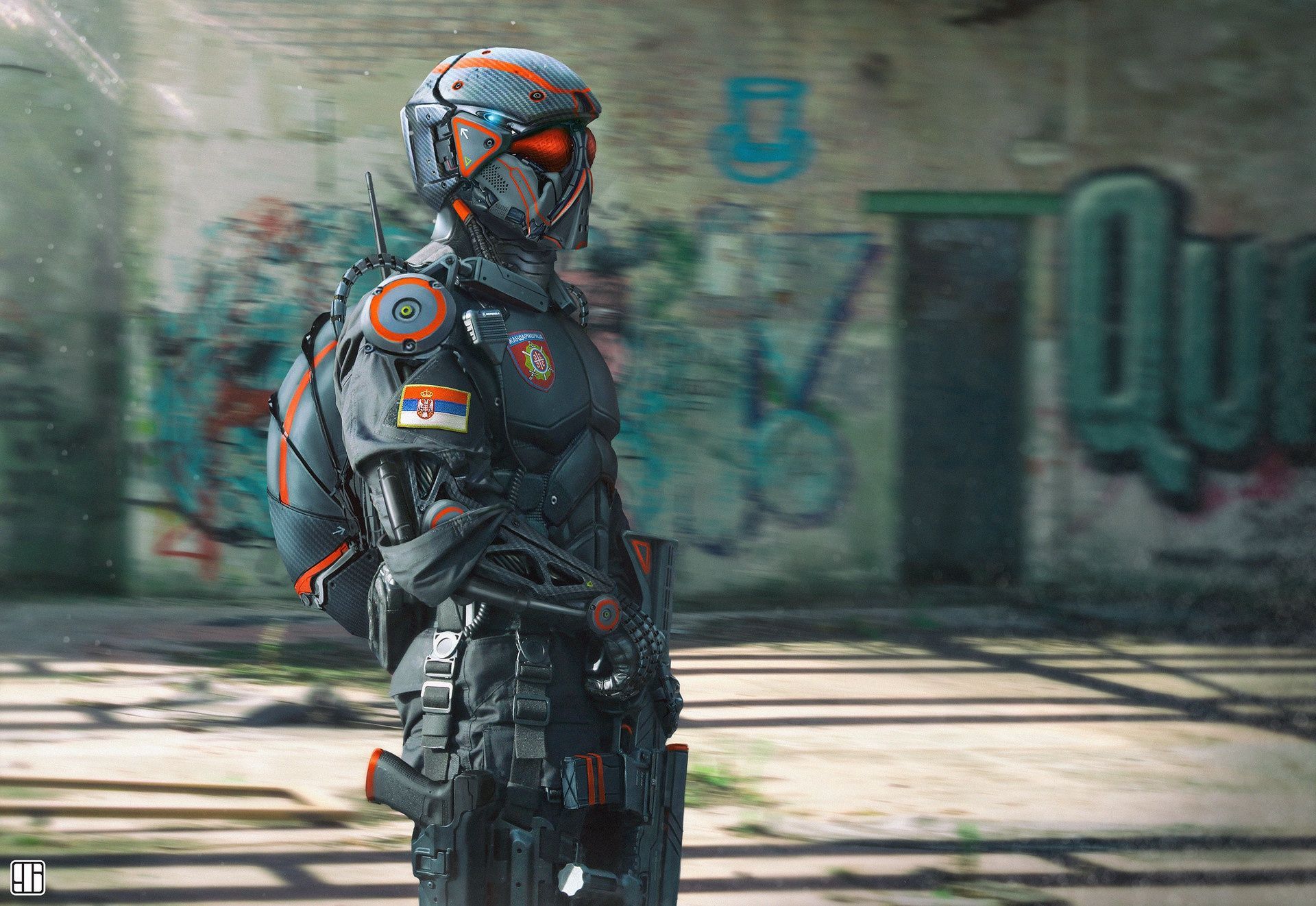 1920x1322 Wallpaper Robot, Police, Style