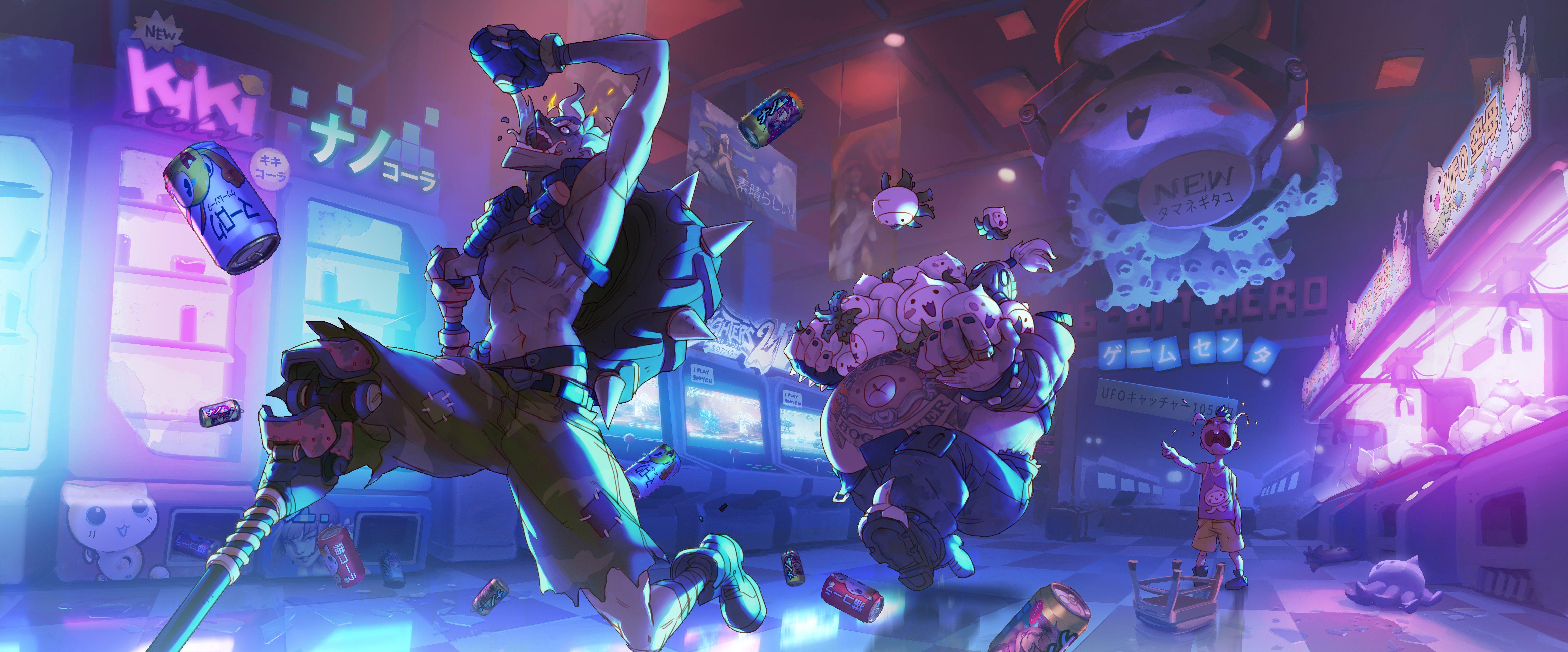 6215x2586 Overwatch Junkrat & Roadhog 4k Wallpaper • GamePhD