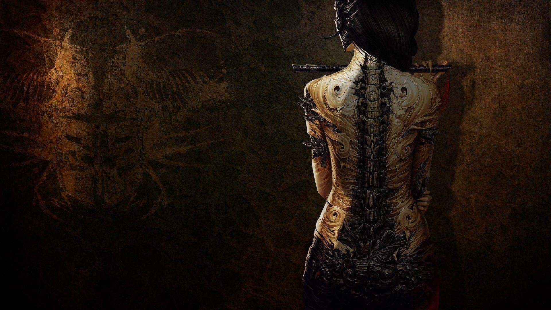 1920x1080 3D Girl With Tattoo Wallpaper. HD 3D and Abstract Wallpaper