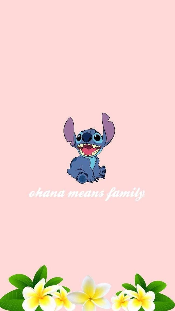 675x1200 Pink Stitch Ohana Quote Wallpaper
