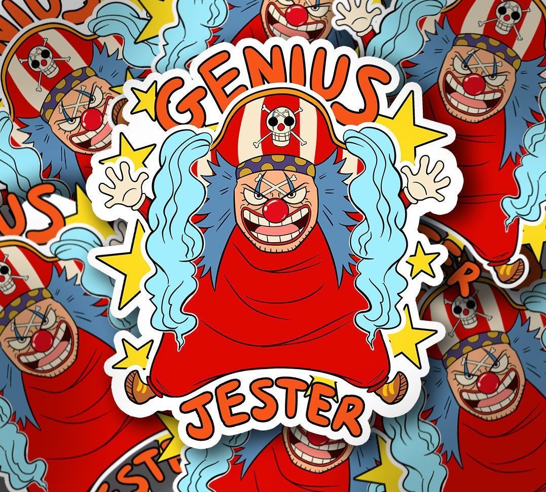 1077x969 Pirate Star Clown Buggy Sticker