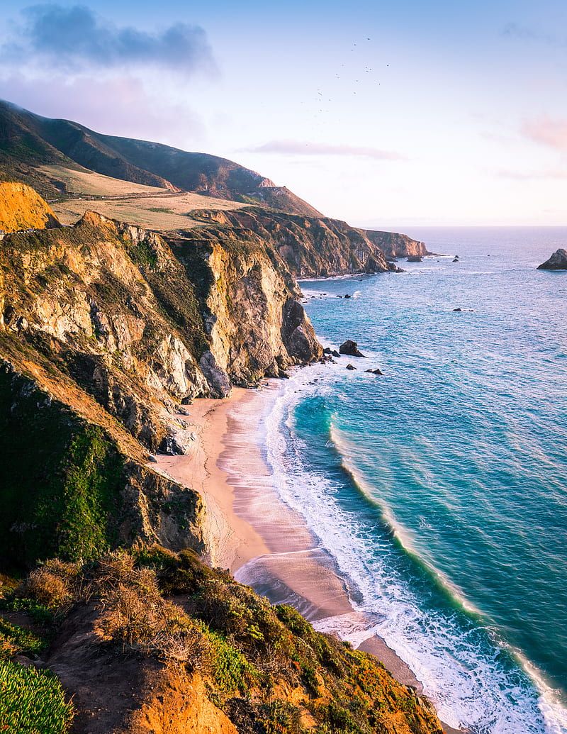 800x1035 Sea, beach, cliff, coast, landscape, HD