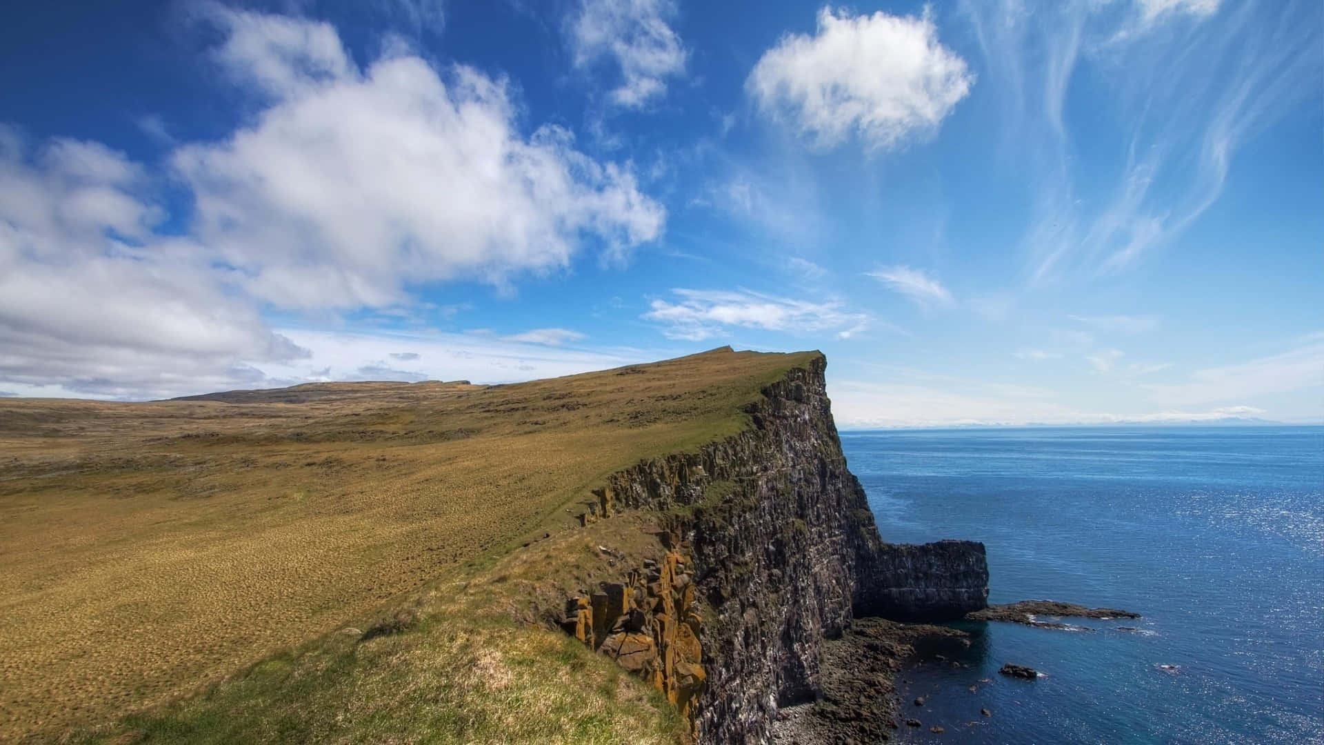 1920x1080 Download Iceland Green Lush Cliff Ocean
