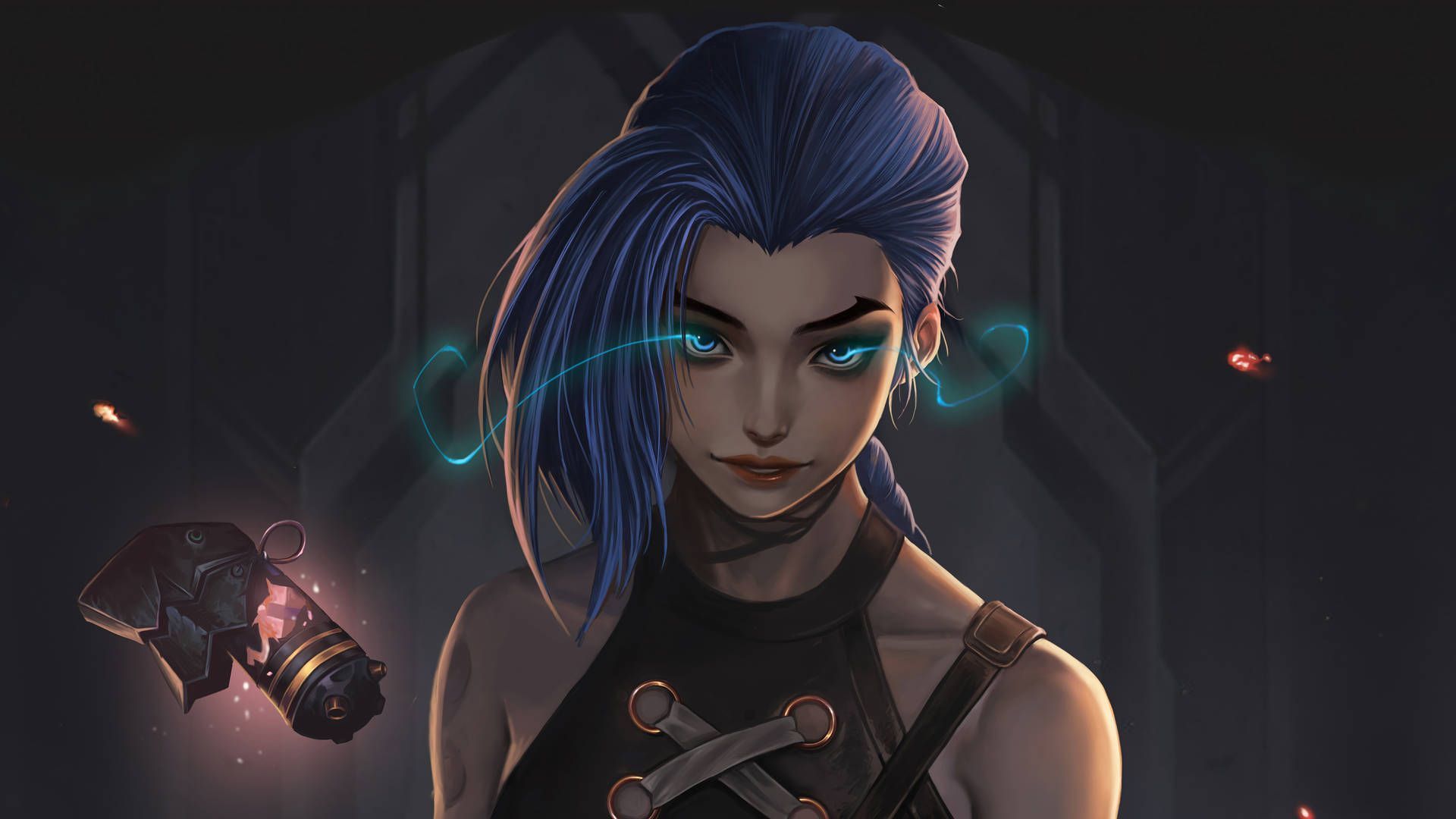 1920x1080 Jinx Arcane Blue Light Eyes Wallpaper