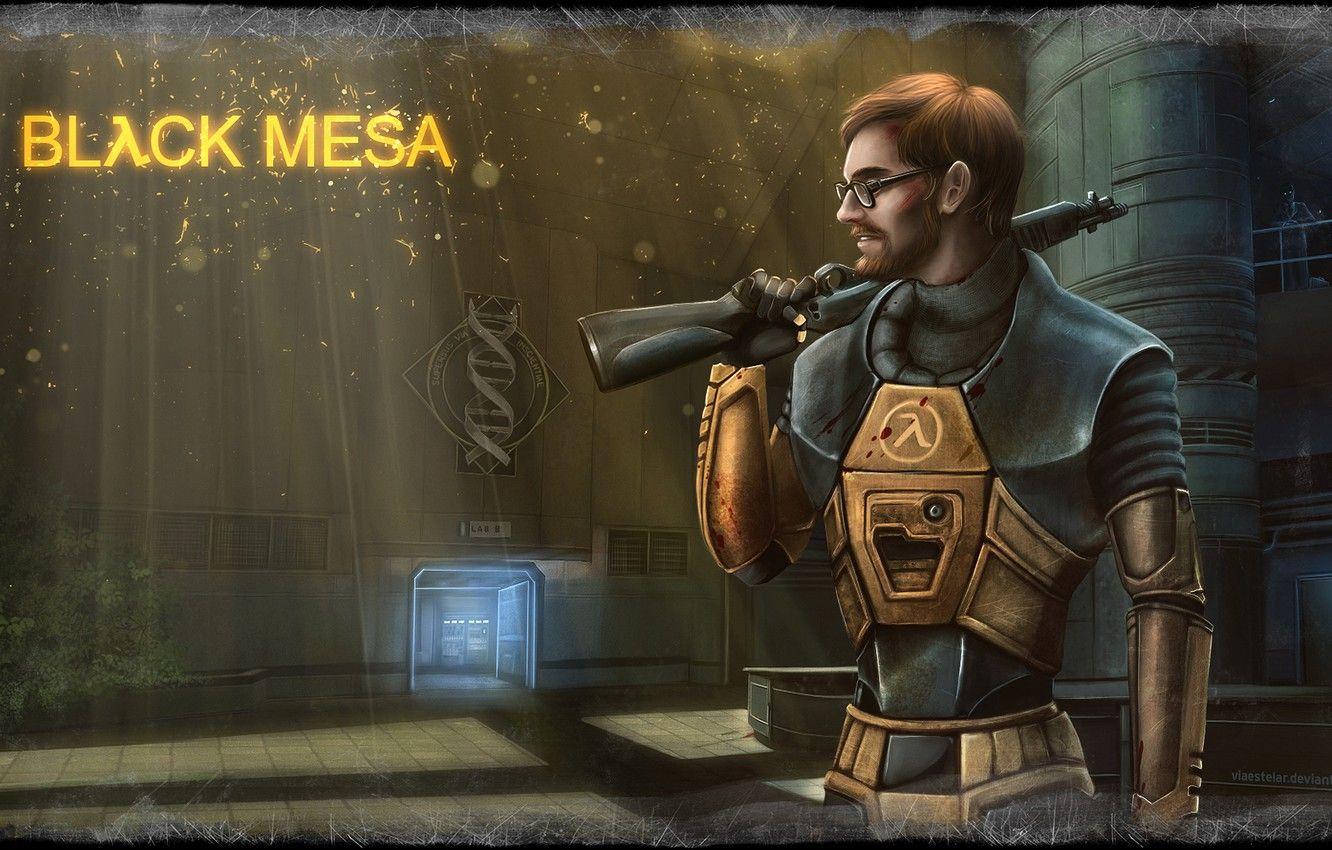 1332x850 Wallpaper hero, costume, male, glasses, shotgun, half life