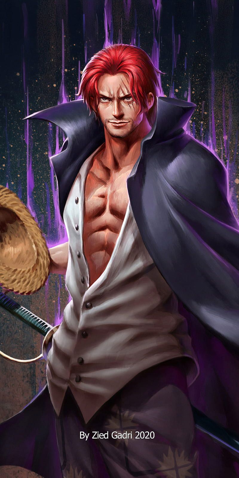 800x1600 HD red haired shanks wallpaper