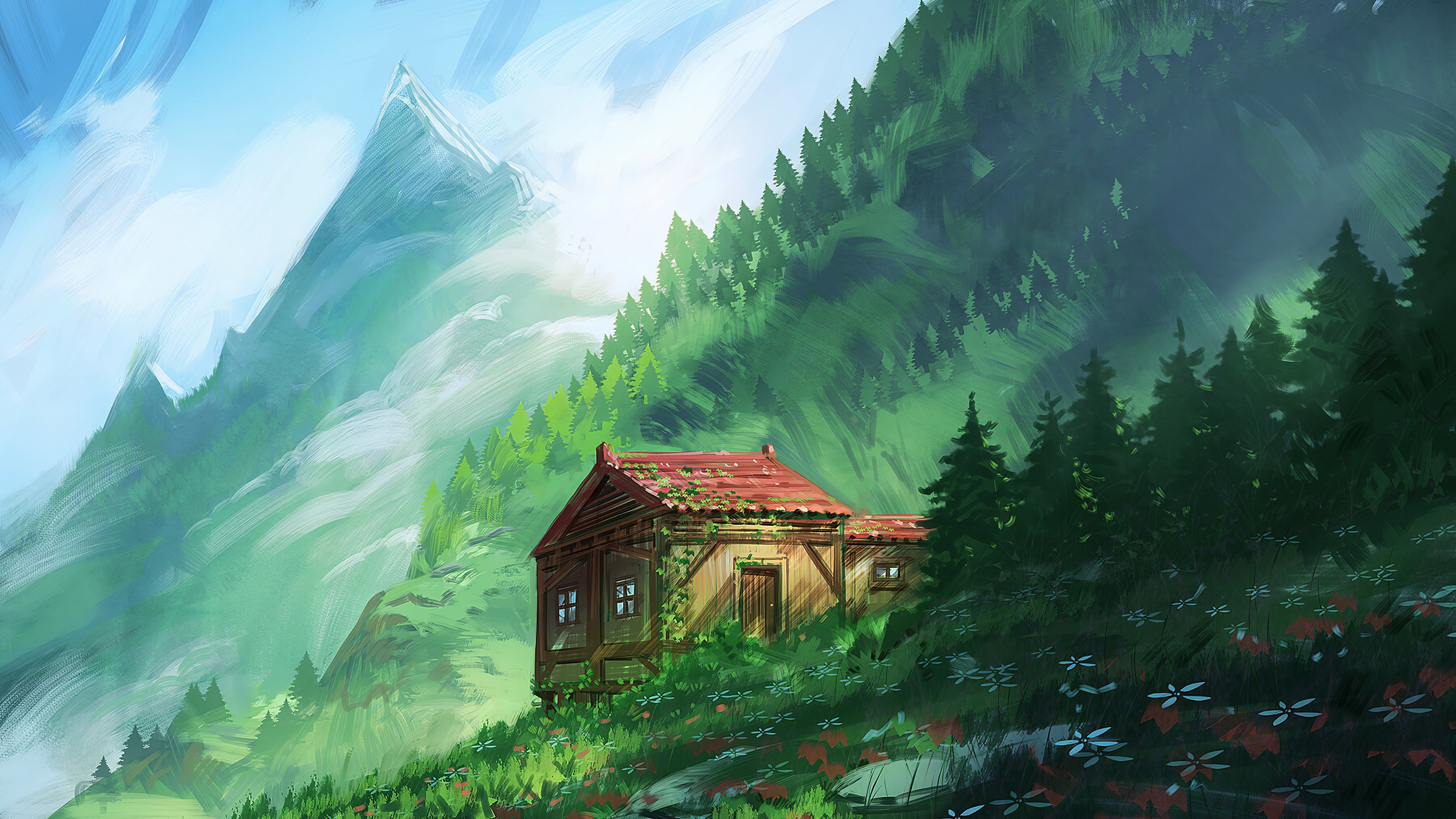 3840x2161 Cozy Green Wallpaper