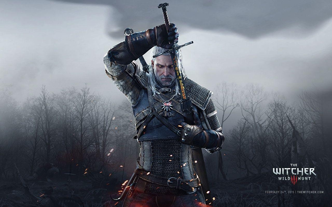 1280x800 image The Witcher 3: Wild Hunt Armor Swords Geralt of Rivia Men