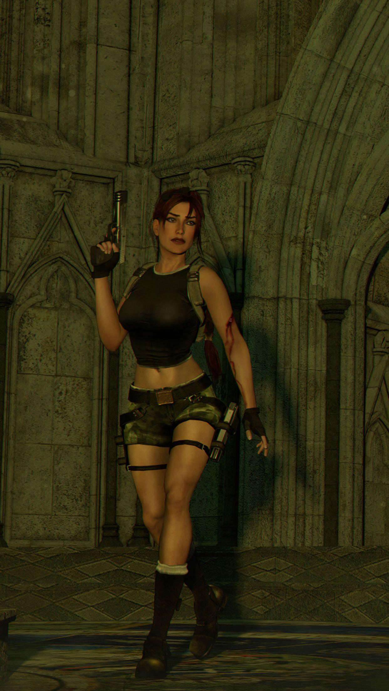 1242x2208 Lara Croft gun Wallpaper for iPhone X, 6