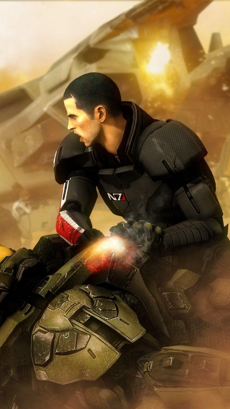 800x1420 Download wallpaper 800x1420 mass effect, shepard, halo