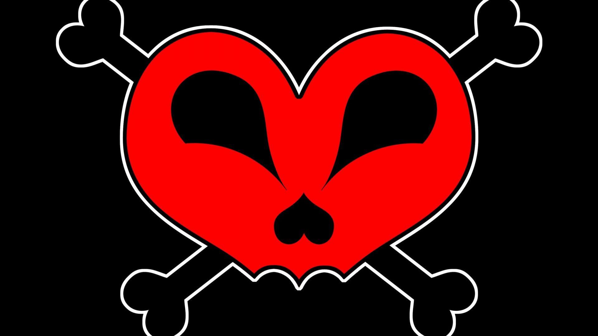 1920x1080 Skull Dark Horror Heart Love Romance Crossbones 206996