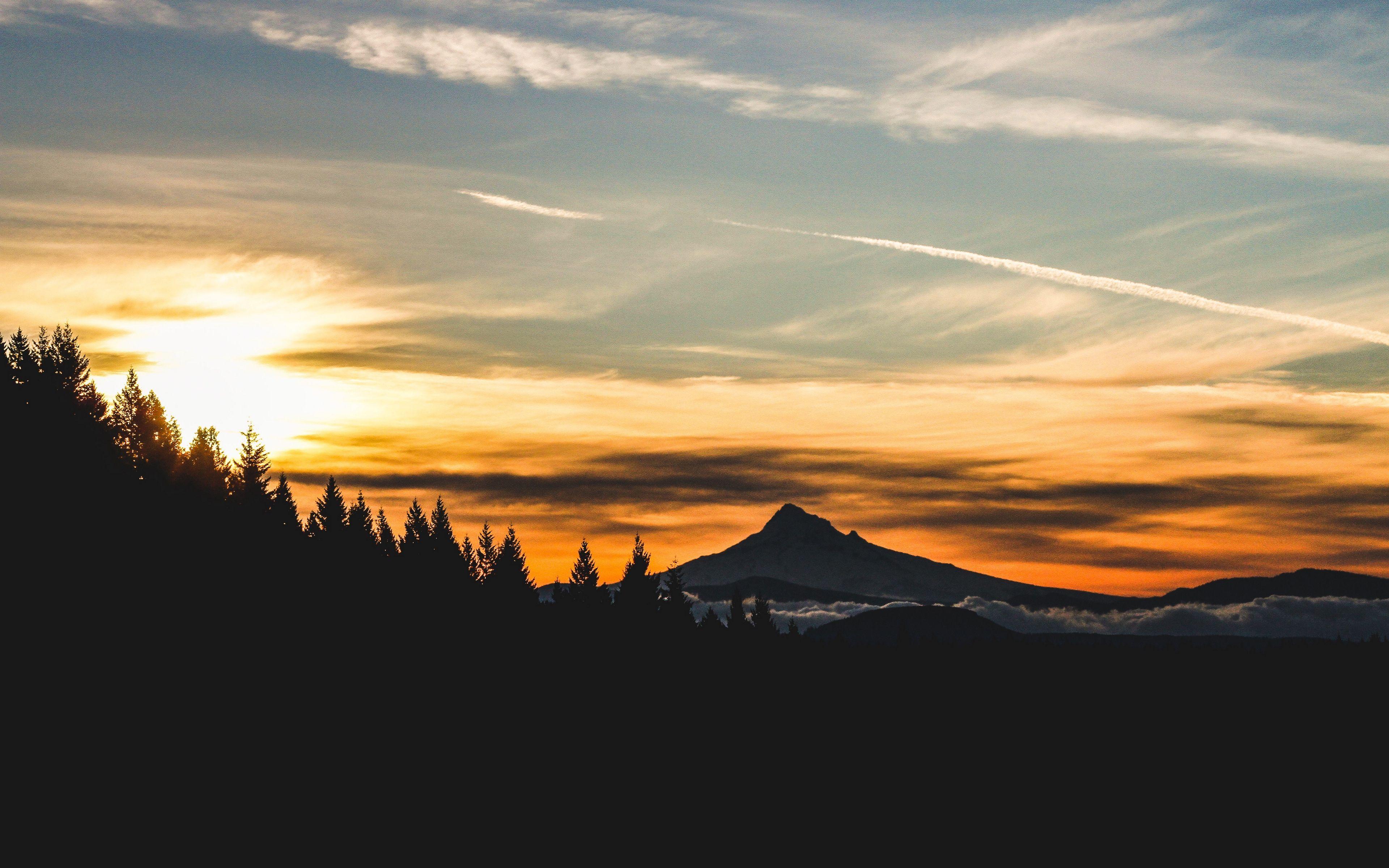 3840x2400 Download wallpaper 3840x2400 mountain, sunset, sky, clouds