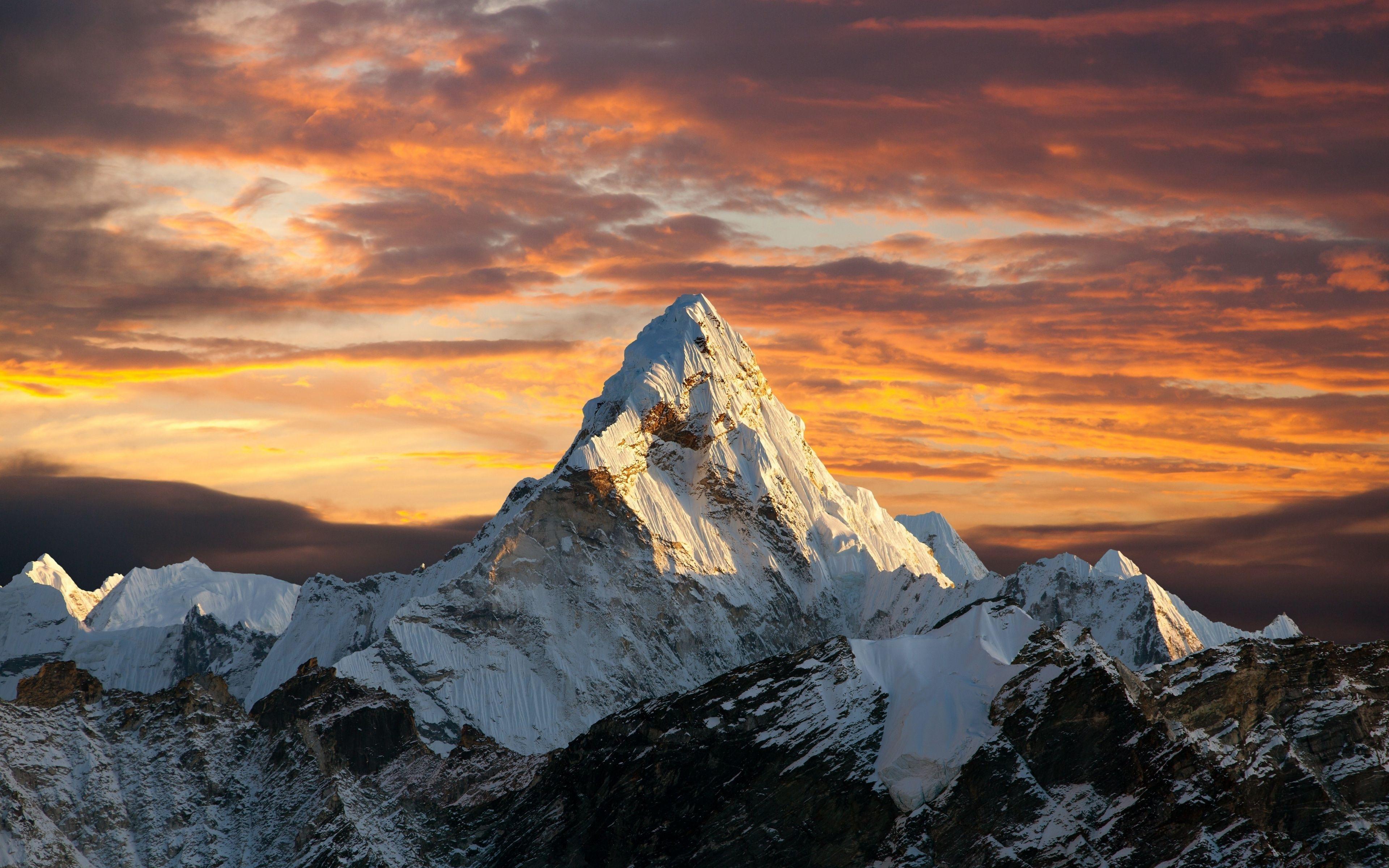 3840x2400 Download 3840x2400 wallpaper sunset, clouds, sky, mountain's