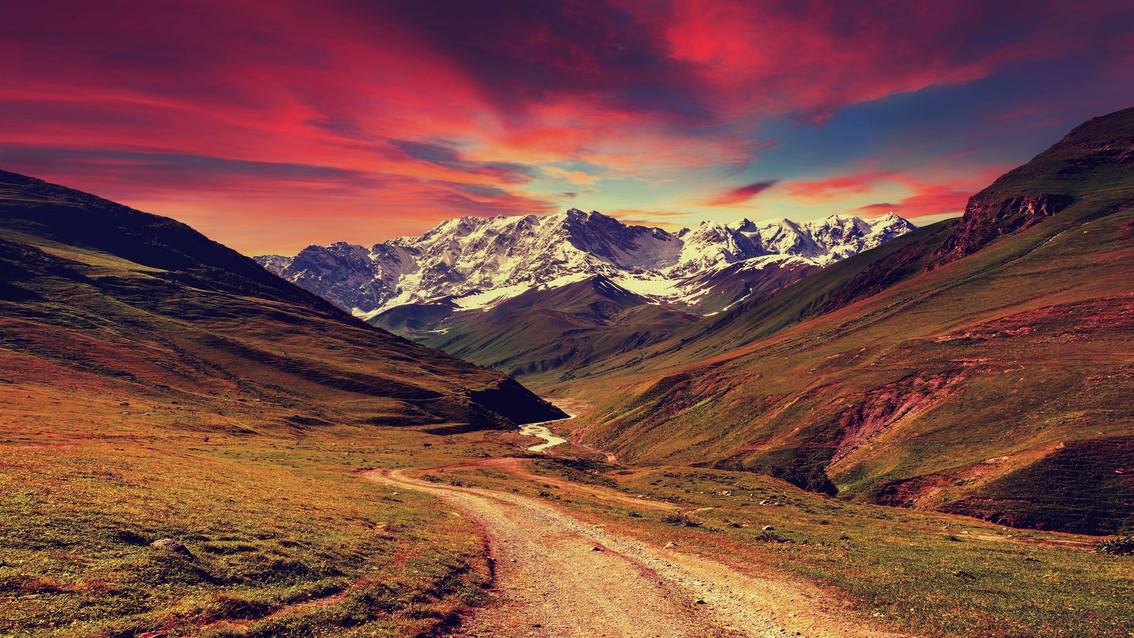 3840x2160 Download 3840x2400 wallpaper mountains, sunset, landscape