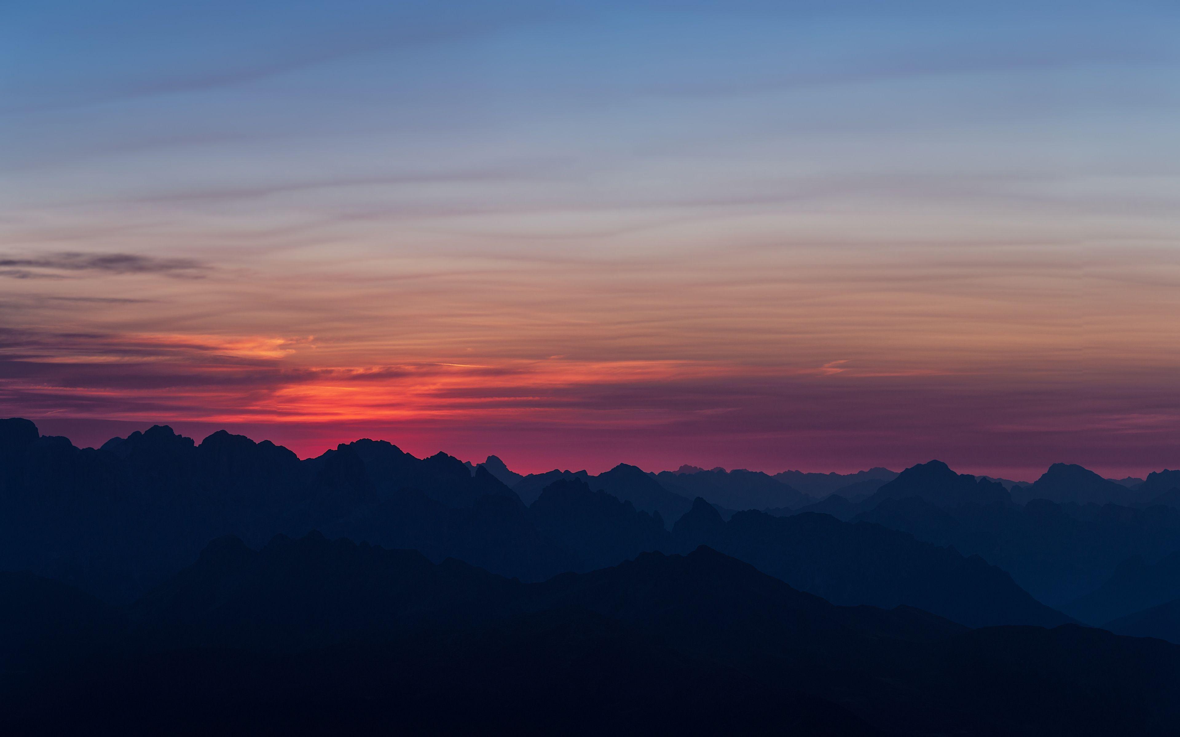 3840x2400 Download 3840x2400 wallpaper mountains, sunset, sky, horizon