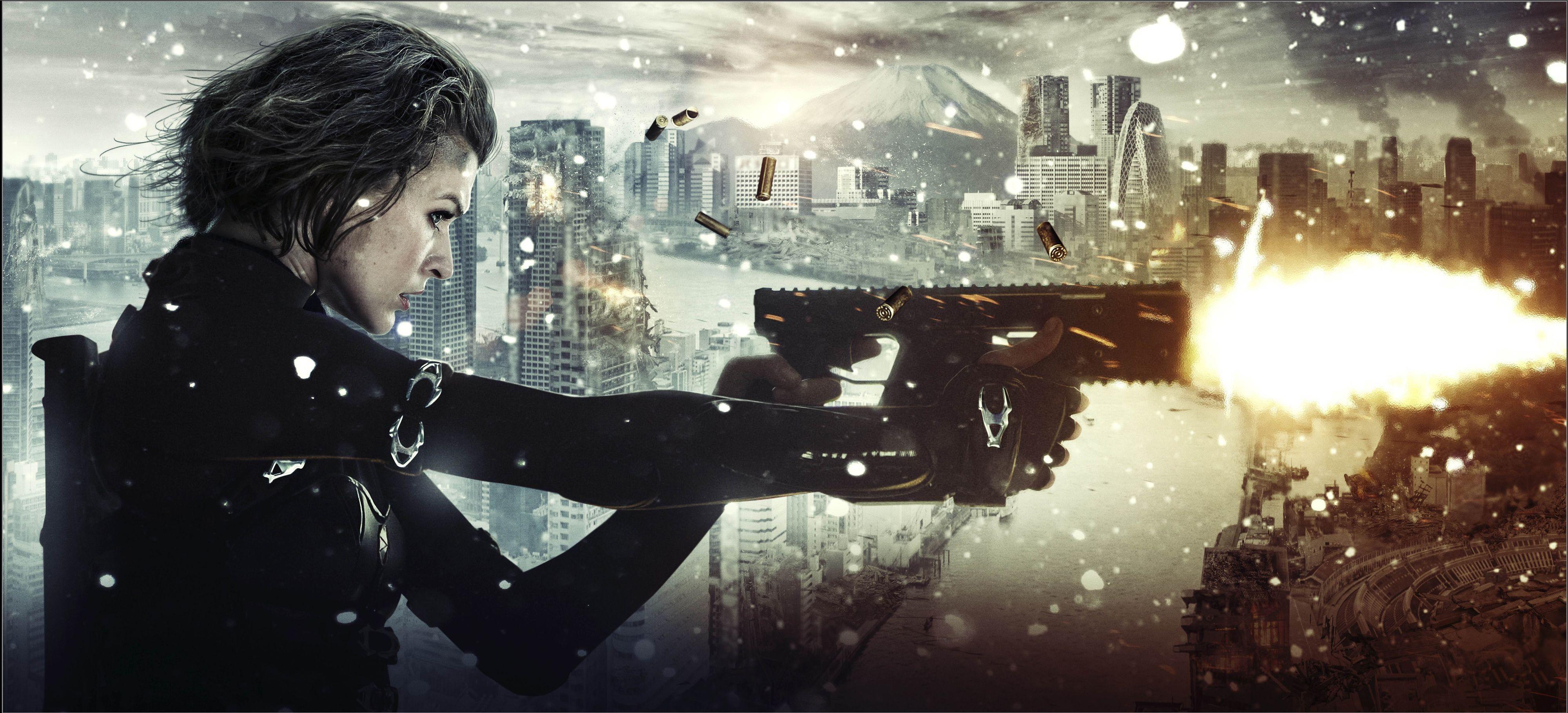 4000x1818 Milla Jovovich HD Wallpaper