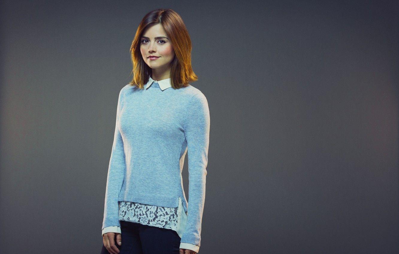 1332x850 Wallpaper look, girl, smile, sweetheart, actress, grey background, Doctor Who, cute, Doctor Who, Clara Oswald, Clara Oswald, Jenna Coleman, Jenna Coleman image for desktop, section фильмы
