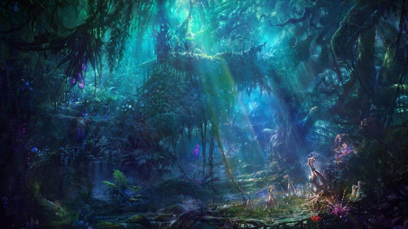 1366x768 Fantasy Forest Wallpaper