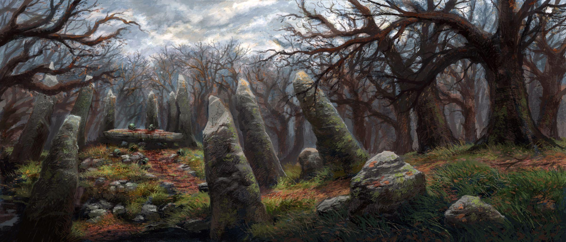 2400x1026 Fantasy Forest Wallpaper