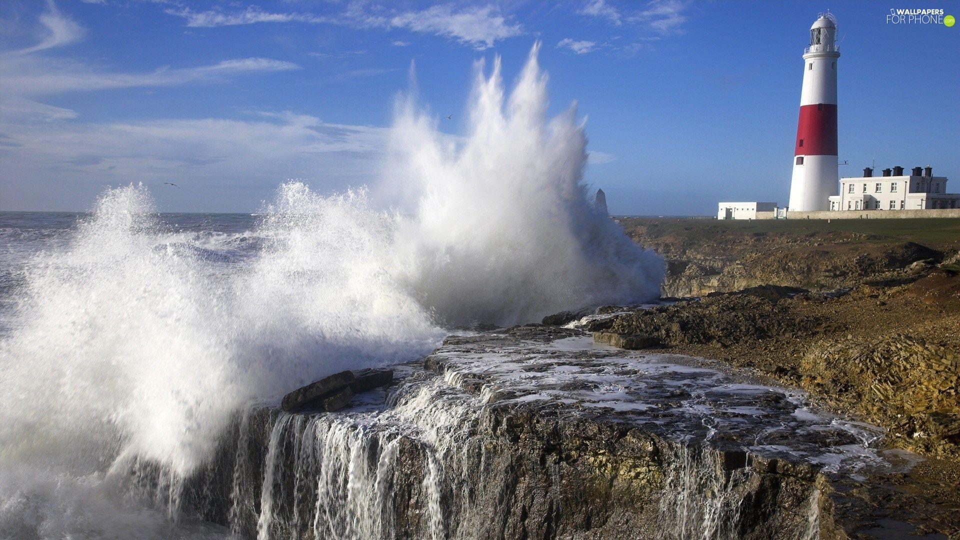 1920x1080 Free download maritime Lighthouse sea Waves For phone