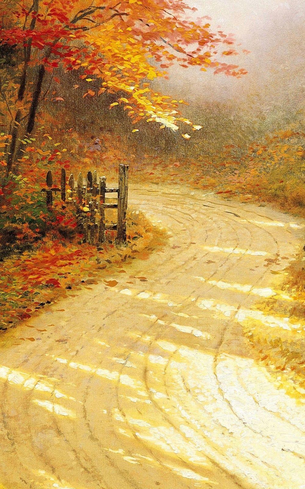 1000x1600 Golden Autumn Road Mobile Wallpaper