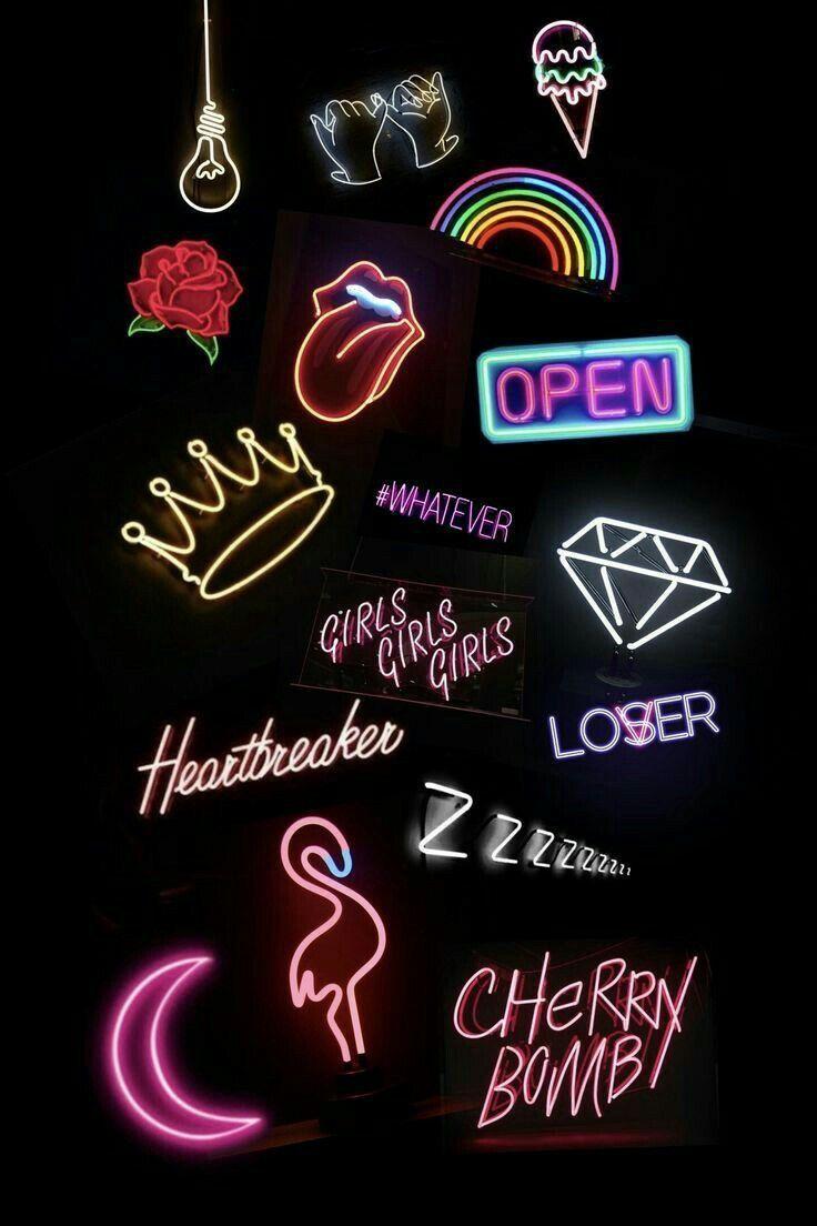 49+ Neon Light Lockscreen Black Aesthetic Wallpaper Pics