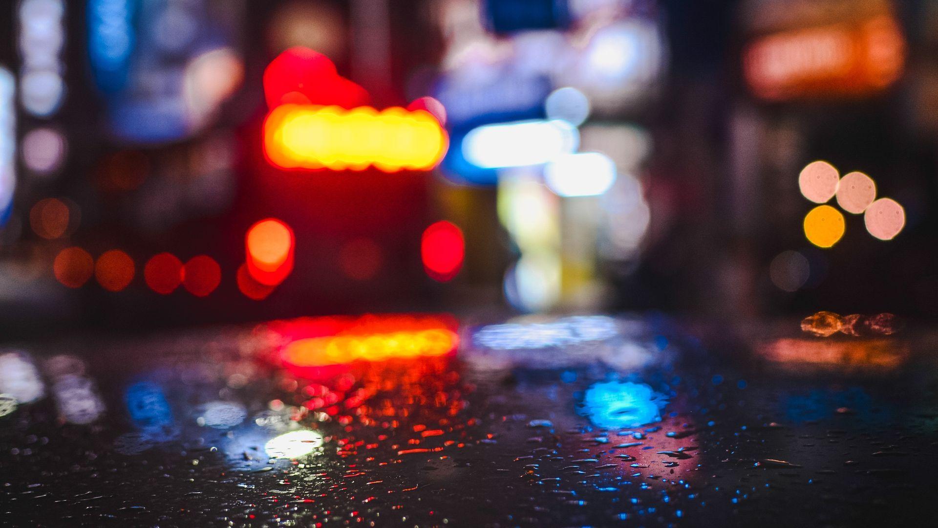 1920x1080 Bokeh Photography at Night Wallpaper