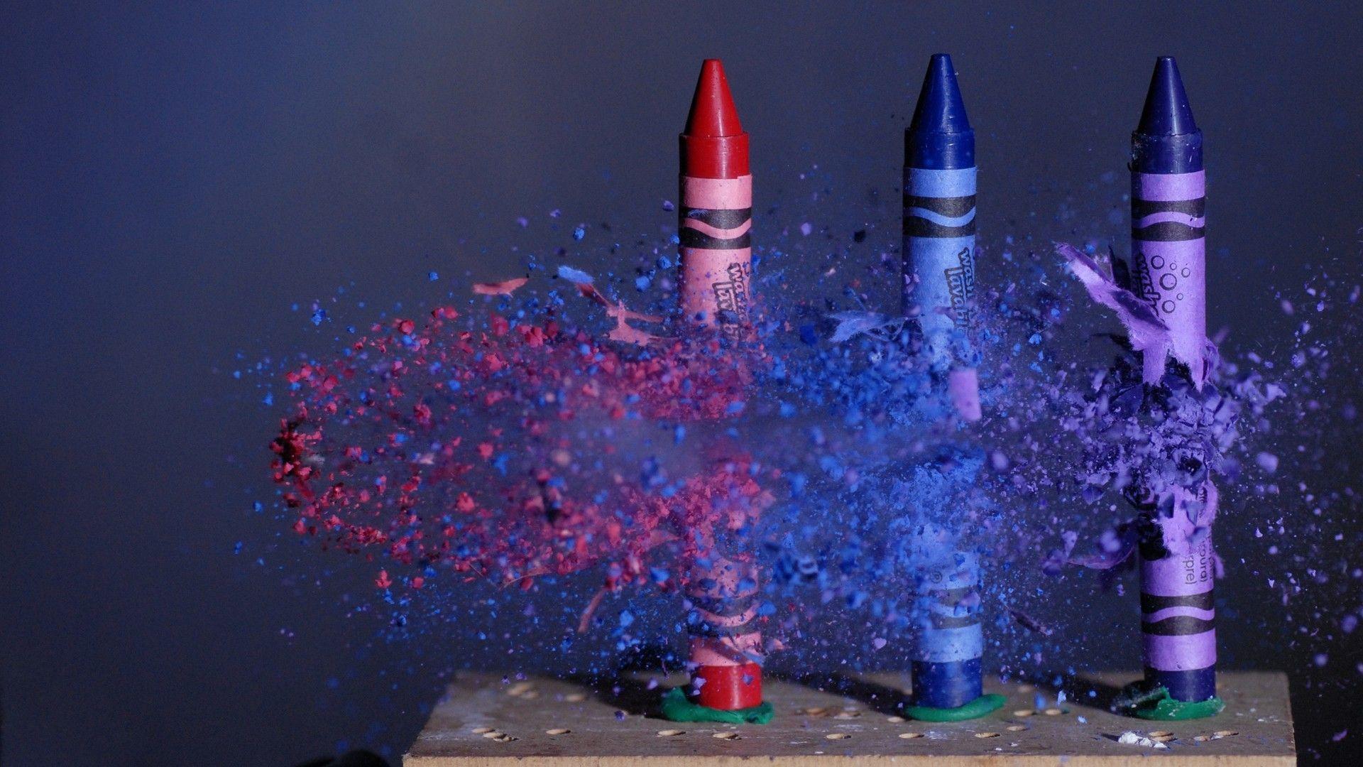 1920x1080 Bullet through crayons [1920x1080] : wallpaper bullet
